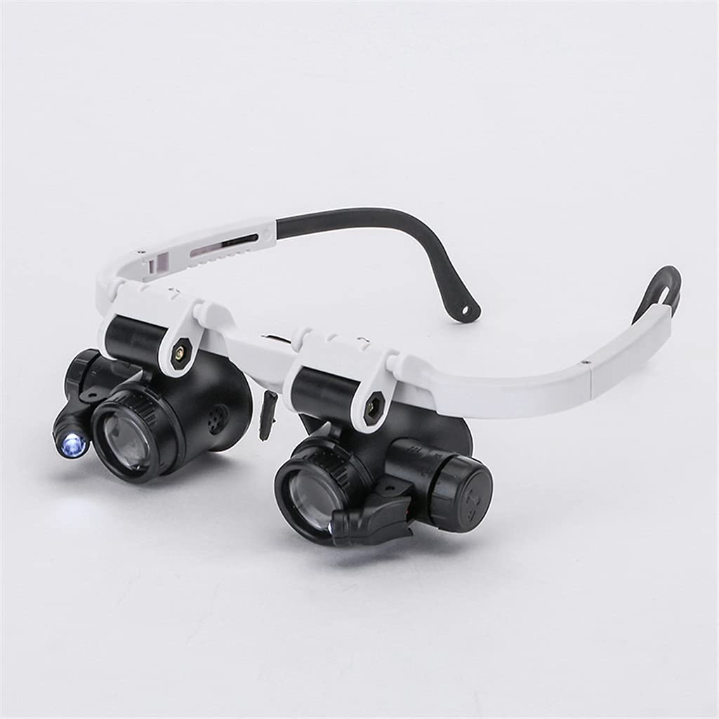 WSZJJ 8X 23X LED Head-Mounted Magnifying Glasses for Watch Repair - Retractable Double Lens with Bright LED Light - Perfect for Jewelry Making, Electronics Repair & Precision Work