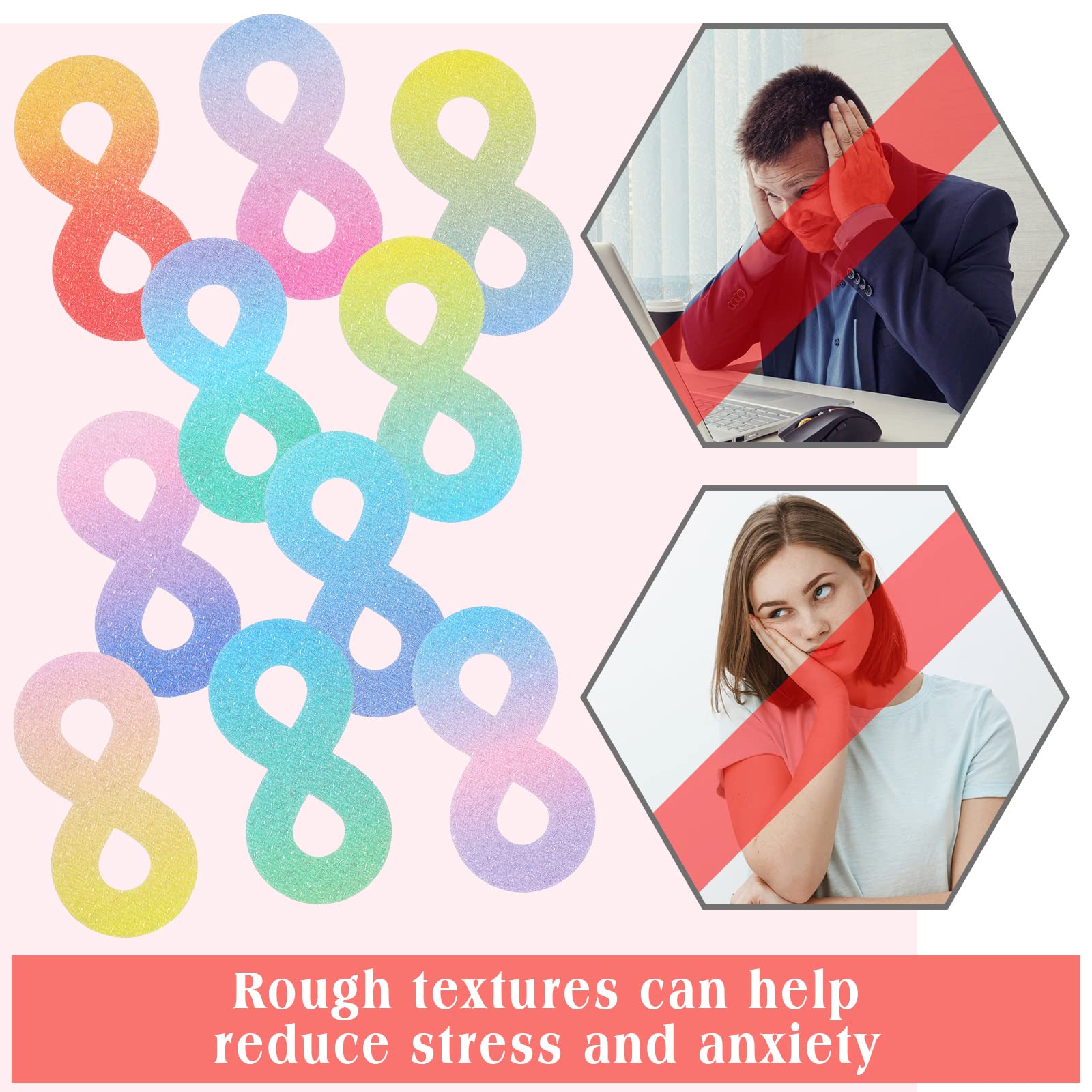 50 Pack Anxiety Relief Sensory Stickers - Textured Calming Strips for Stress & Focus - Figure Eight Design for Phones, Water Bottles, Desks - Perfect for Office, School & ADHD Therapy Tools
