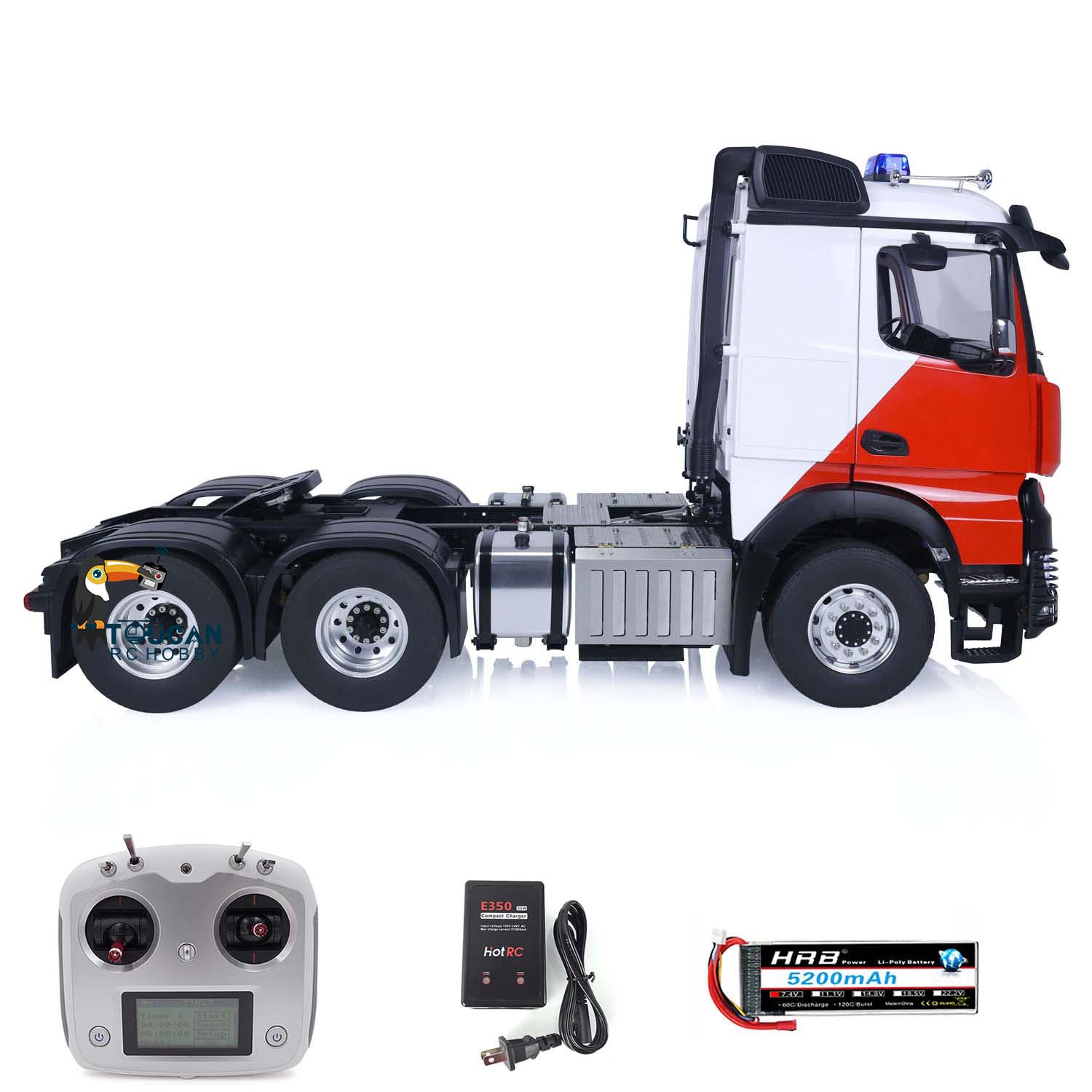 Customized LESU 1/14 Scale 6x6 RC Tractor Truck with Metal Chassis - 1851 3363 Electric Model Truck Kit Including Battery, Radio System & Charger - Perfect for Off-Road Racing, Construction Play & RC Hobby Enthusiasts