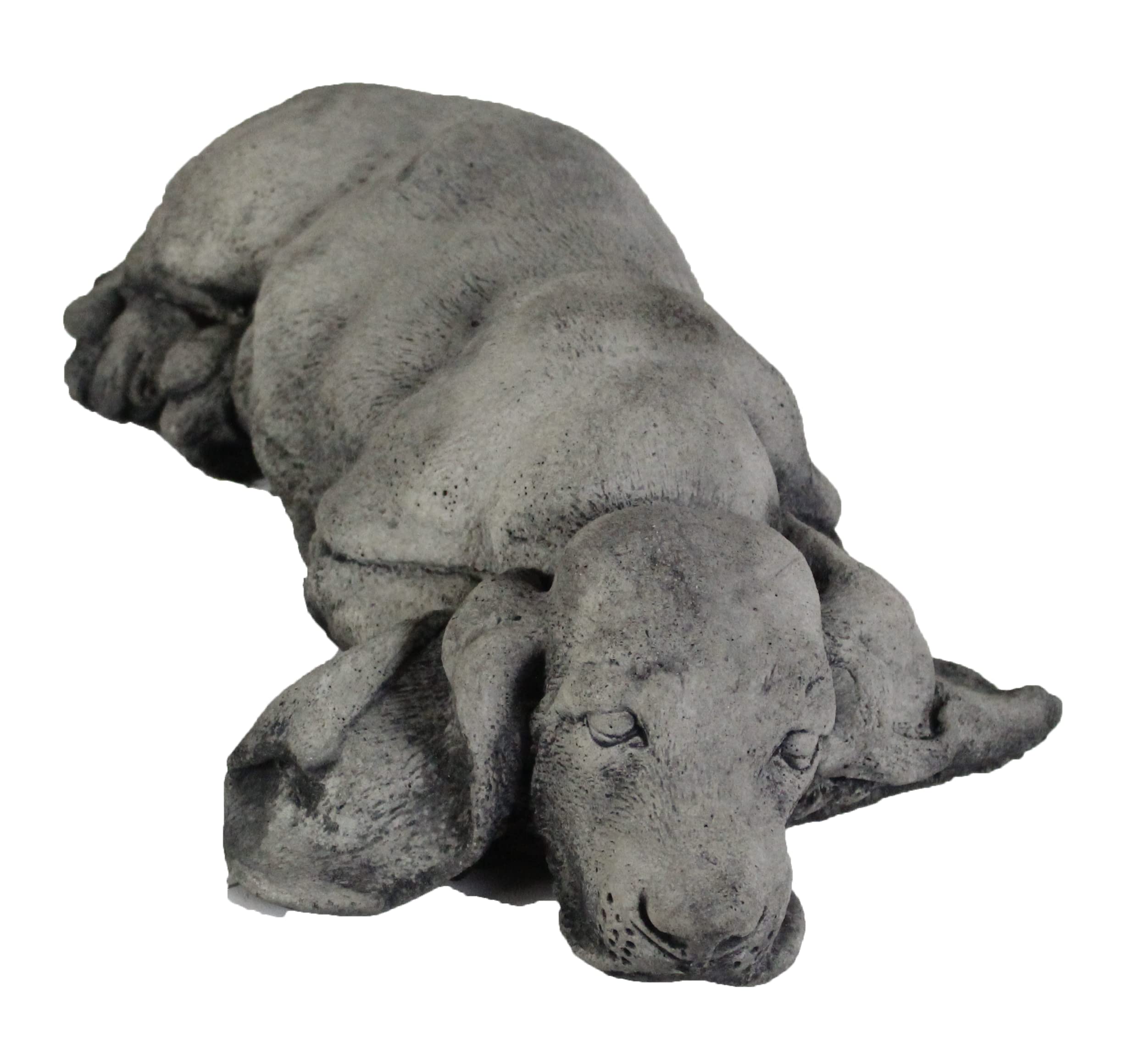 Laying Basset Hound Concrete Statue - Outdoor Garden Decor for Lawn, Patio, and Yard - Durable Dog Sculpture for Home & Landscape Decoration