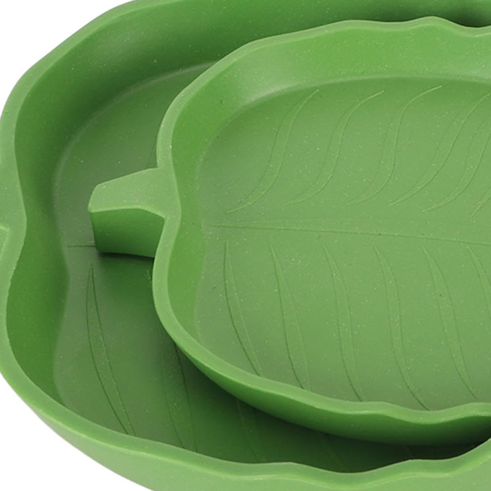 2 Sizes Reptile Leaf Food & Water Bowl Set - 2 Pieces Tortoise Terrarium Dish for Lizards, Snakes & Crawling Pets - Perfect for Drinking & Eating in Vivariums & Habitats