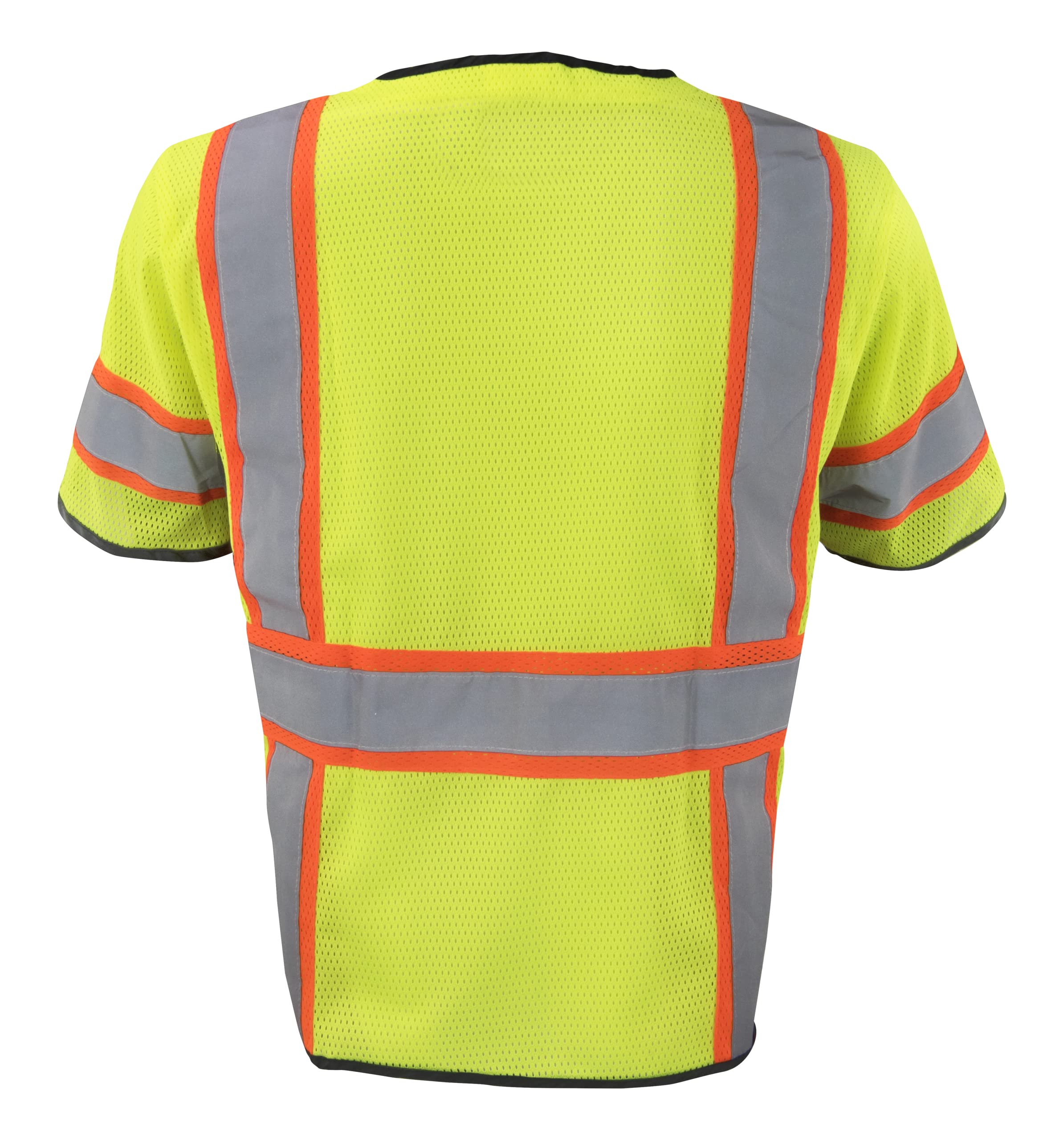 Ironwear 1296 Class 3 Polyester Mesh Safety Vest with Zipper & Radio Clips - High Visibility Reflective Work Vest for Construction, Road Crew & Emergency Responders
