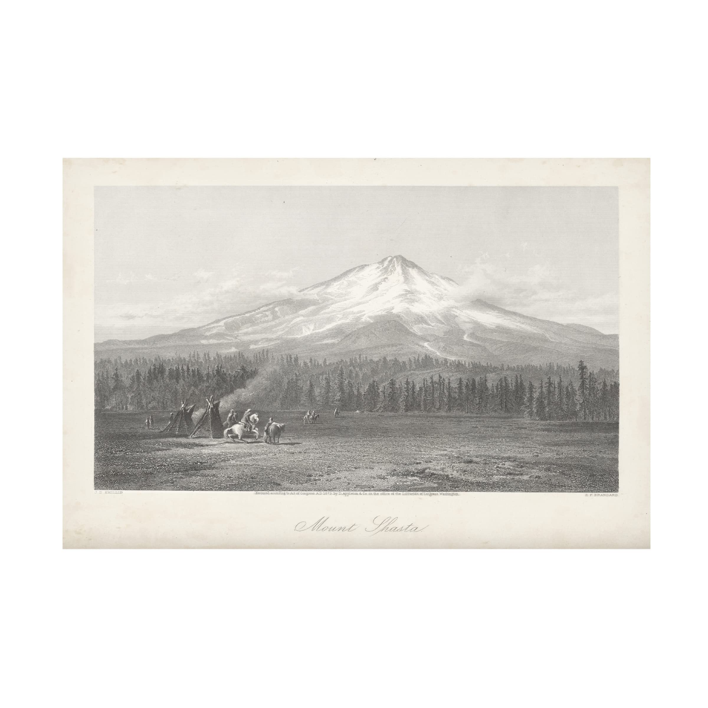 Mount Shasta Landscape Canvas Wall Art Print by William Cullen Bryant - Nature Inspired Home Decor for Living Room, Bedroom & Office