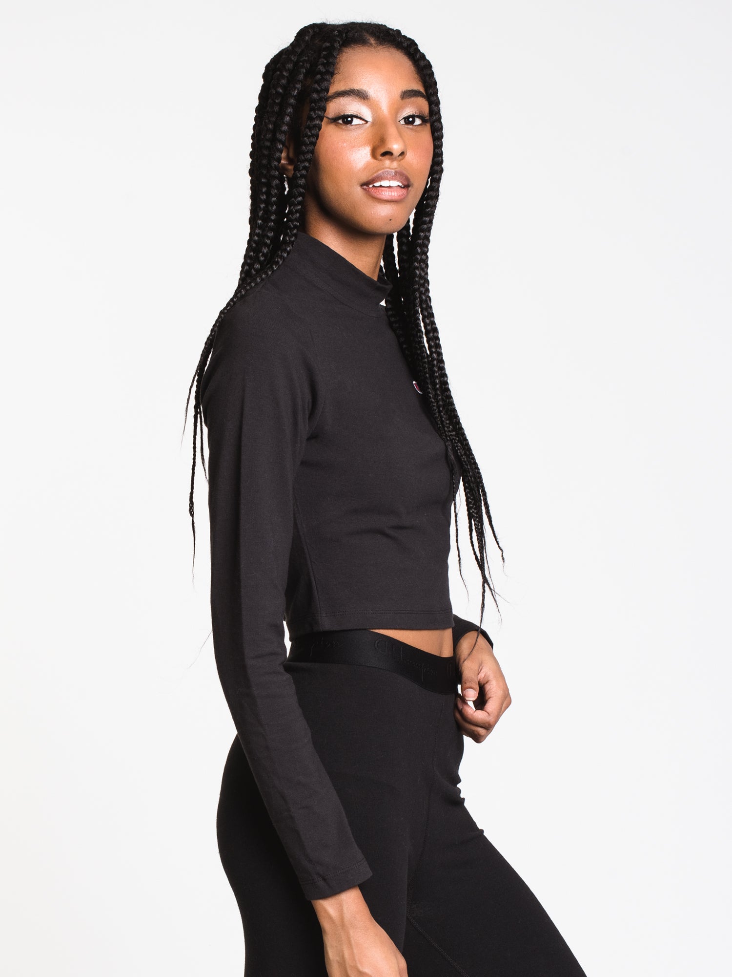 Champion Mockneck Long Sleeve Crop Top - Women's Athletic Workout Shirt for Yoga, Running & Gym | Clearance Sale