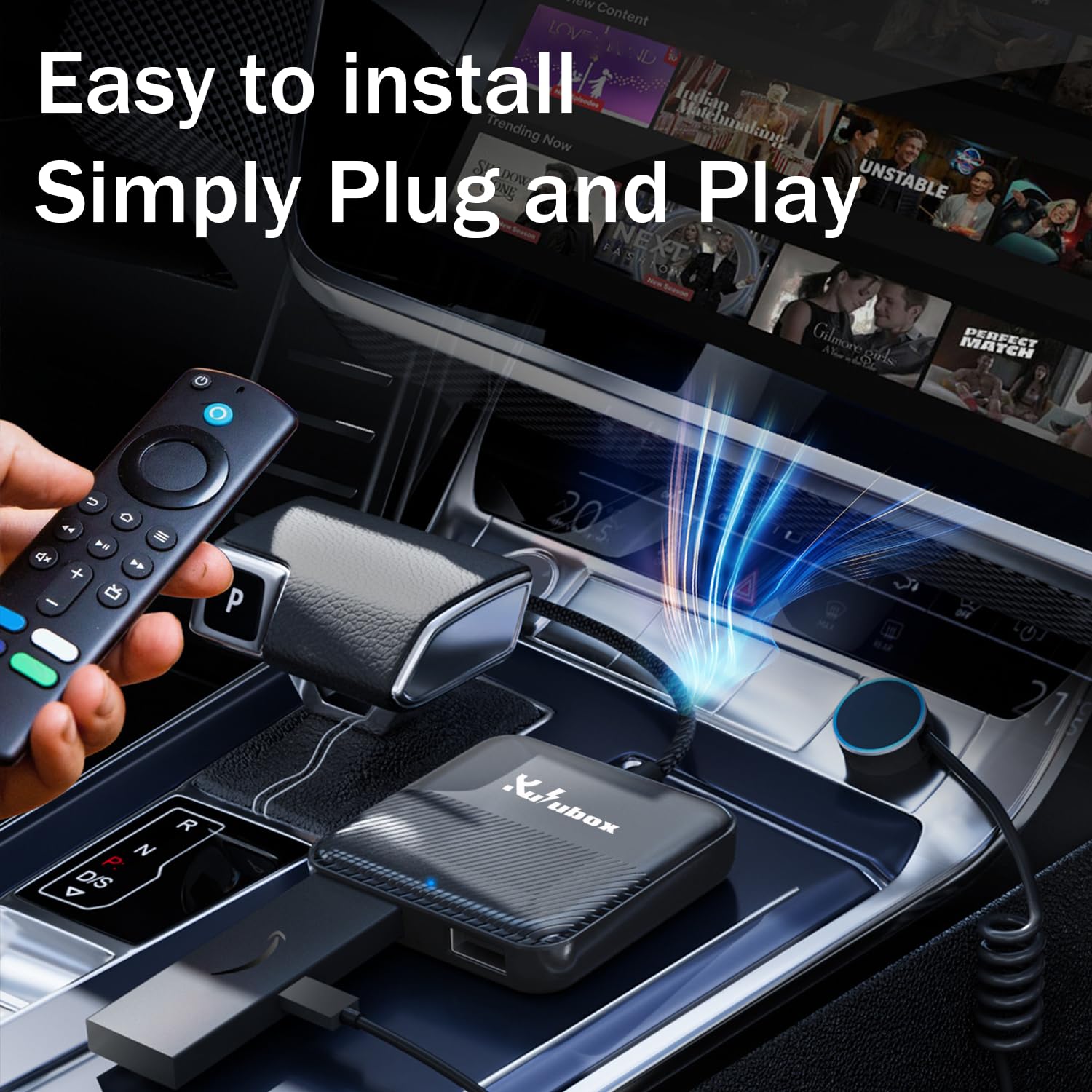 Wireless CarPlay Android Auto Adapter with HDMI Input - Plug & Play Car TV Mate Max for Wired CarPlay Cars | Fire TV Stick Converter | Watch Netflix, YouTube & Movies in Vehicle | Perfect for Road Trips & Commuting