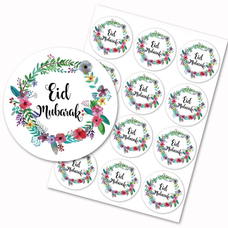 96PCS Eid Mubarak Stickers with Garland Signs - Green Ramadan Party Decorations for Eid Celebration, Islamic Festival Supplies - Perfect for Home, Mosque & Party Decor
