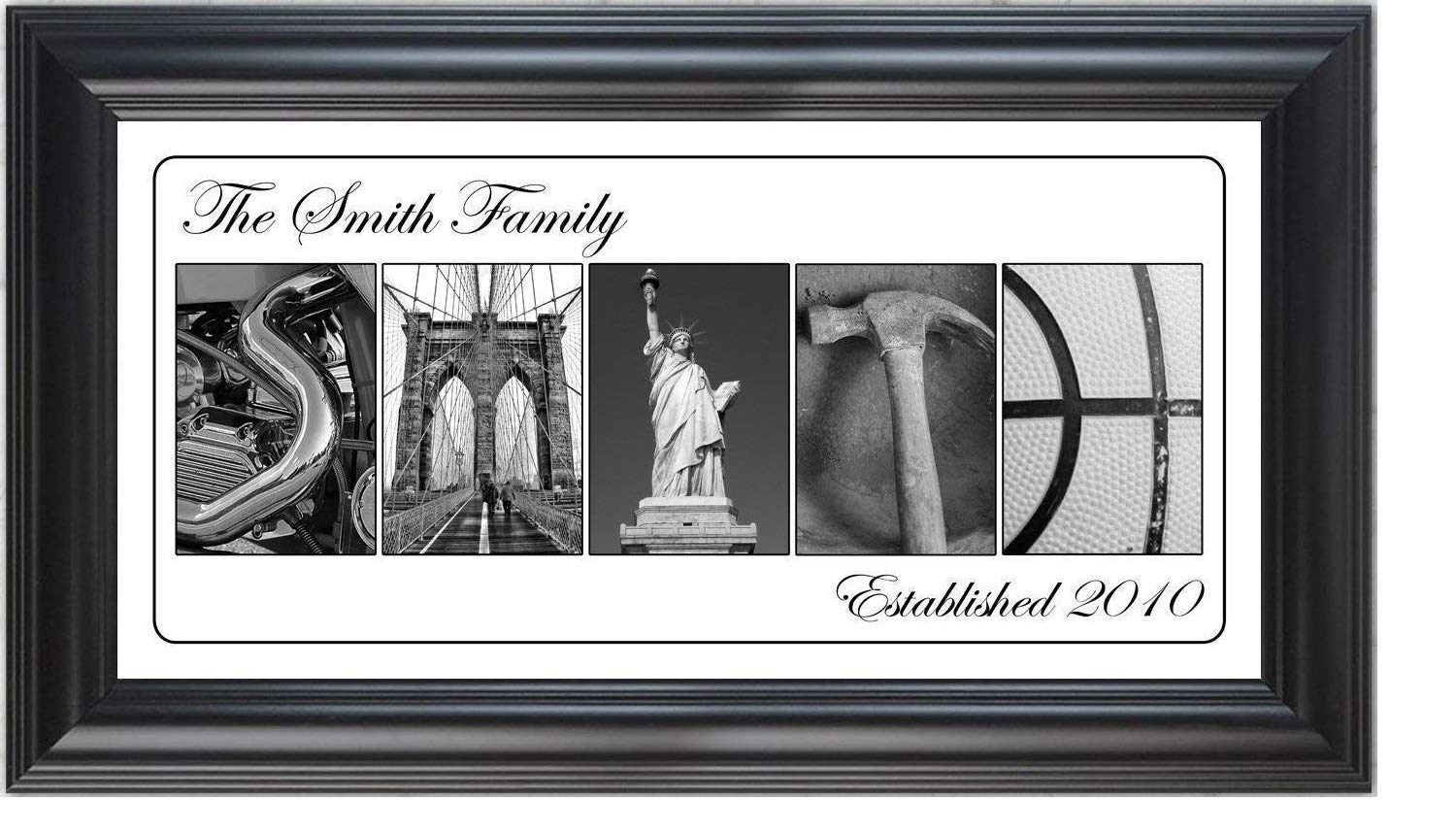 Personalized Family Name Sign Wall Decor - Custom Photo Letter Art for Home, Wedding & Anniversary Gifts | Black & White Modern Design | Perfect for Living Room, Nursery & Housewarming