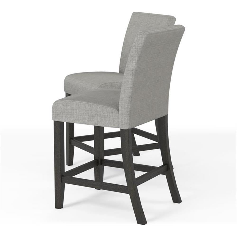 Furniture of America Iceland Fabric Upholstered Counter Height Bar Stools in Gray (Set of 2) - Modern Kitchen Island Chairs for Dining Room, Bar & Breakfast Nook