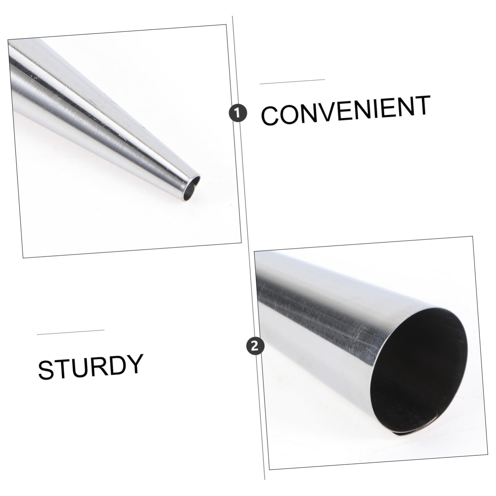Unomor 16-Piece Large Stainless Steel Conical Pastry Horns - Durable Baking Tubes for Professional Desserts, Easy to Clean | Perfect for Cream Puffs, Eclairs & Cake Decorating