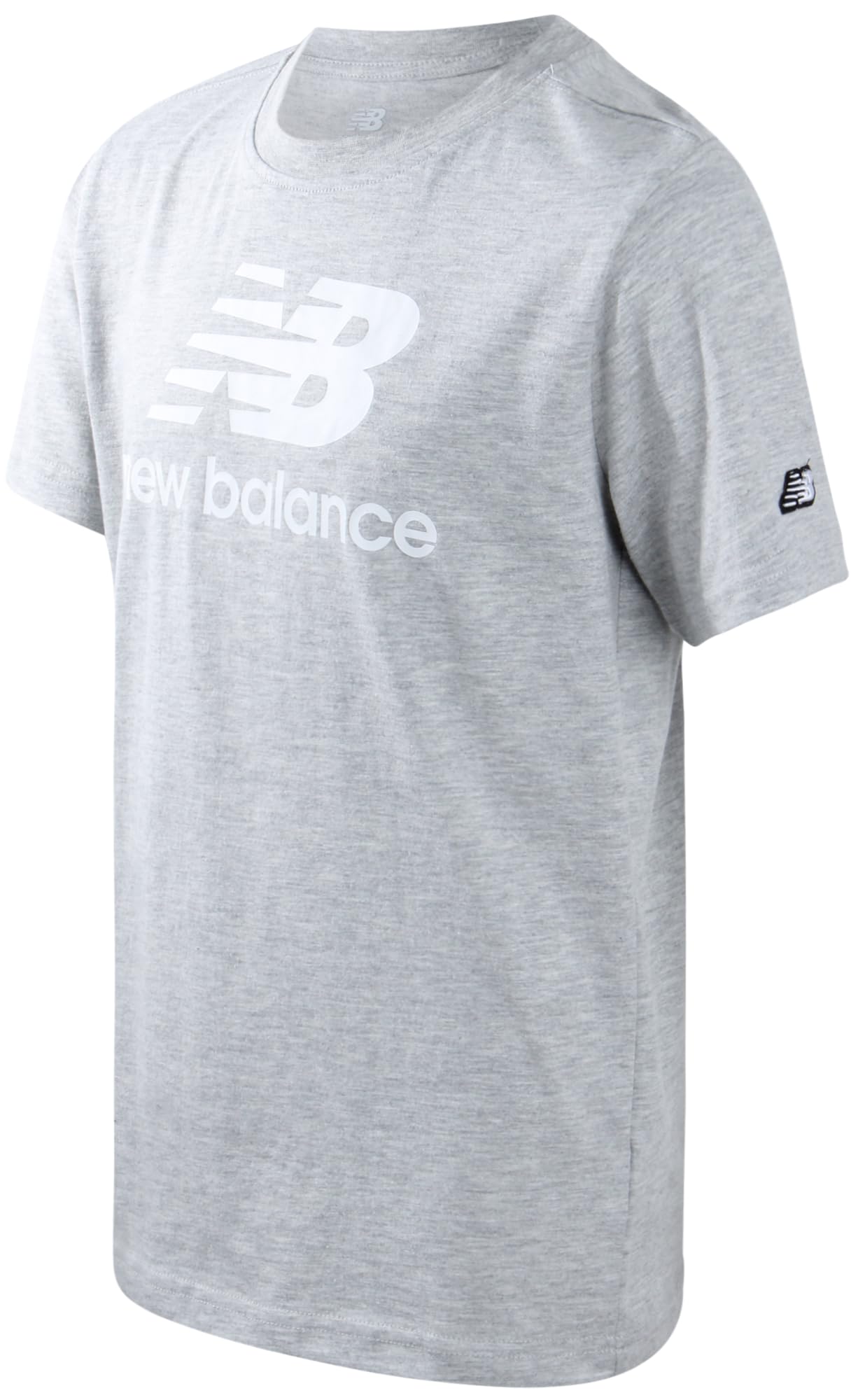 New Balance Boys' Cotton Stacked Logo Athletic T-Shirt - Breathable Crewneck Short Sleeve Tee for Kids & Youth (Sizes 8-20) - Perfect for School, Sports & Casual Wear
