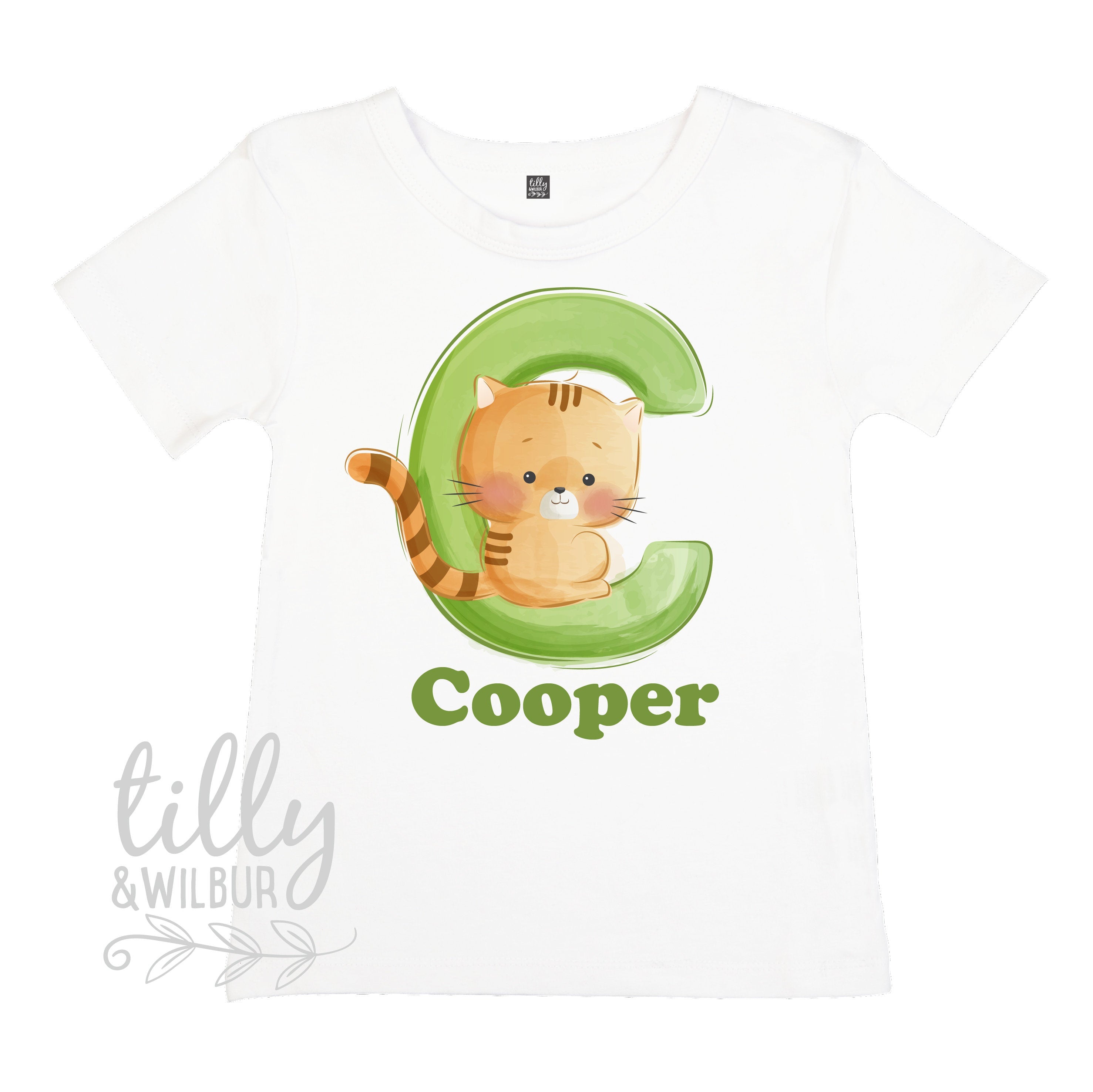 Personalized 'C Is For Cat' Boys T-Shirt - Custom Kids Birthday Gift Idea for Cat Lovers - Perfect for School, Parties & Everyday Wear