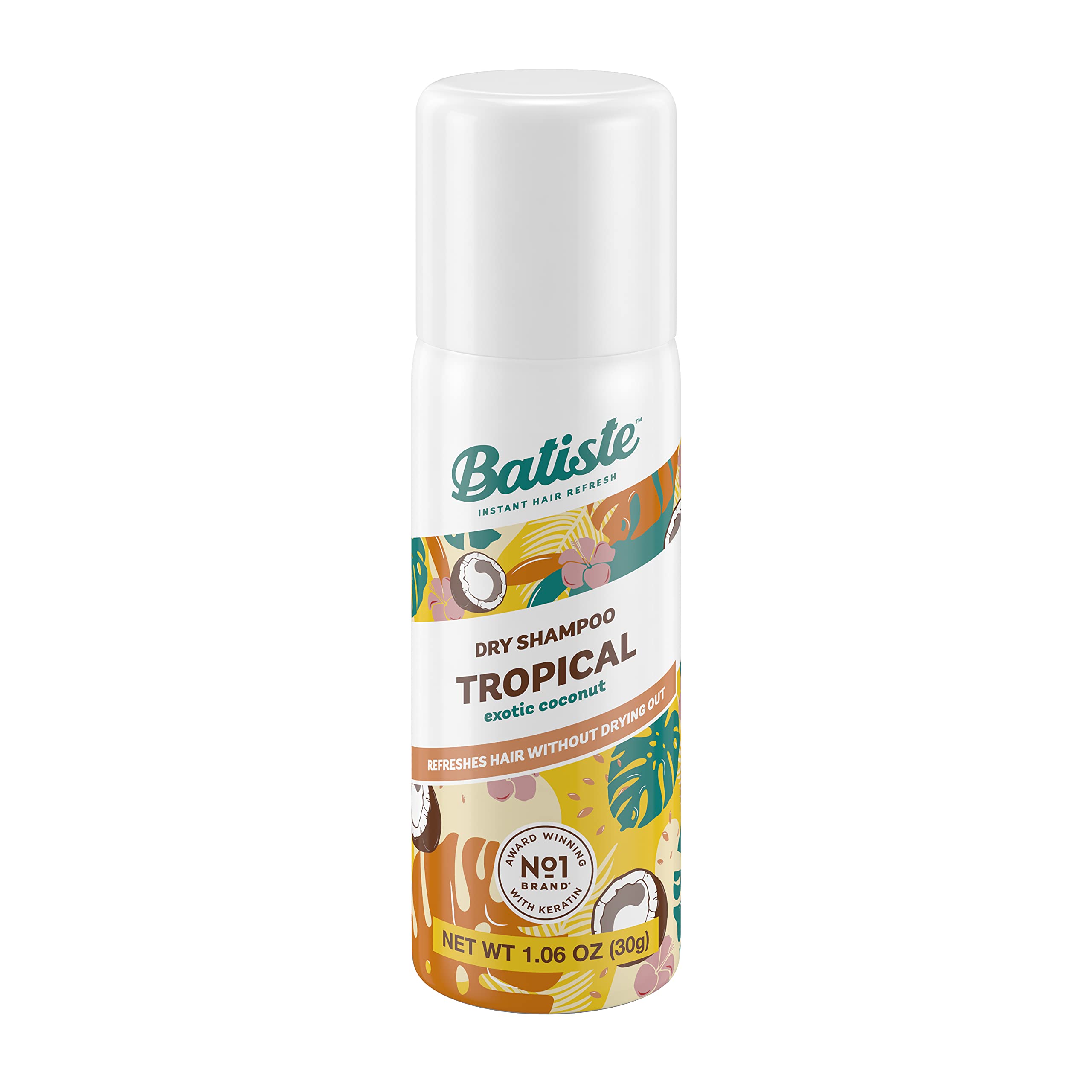 Batiste Dry Shampoo Spray - Tropical Scent, 1.6 oz Travel Size | Oil Absorbing & Volumizing Hair Refresher | Perfect for Gym, Travel & On-The-Go Use
