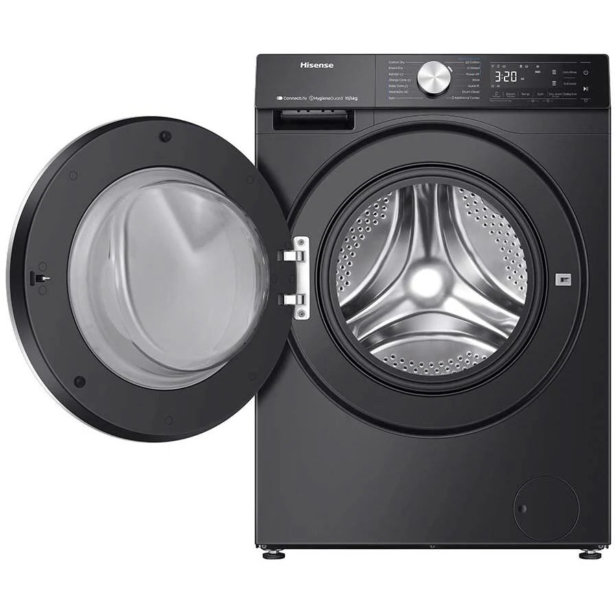 Hisense HCF7S1014B 10kg/6kg Washer Dryer Combo - Charcoal Black - Energy Efficient Laundry Machine with 3 Year Warranty - Perfect for Apartments, Small Homes & Space-Saving Laundry Solutions