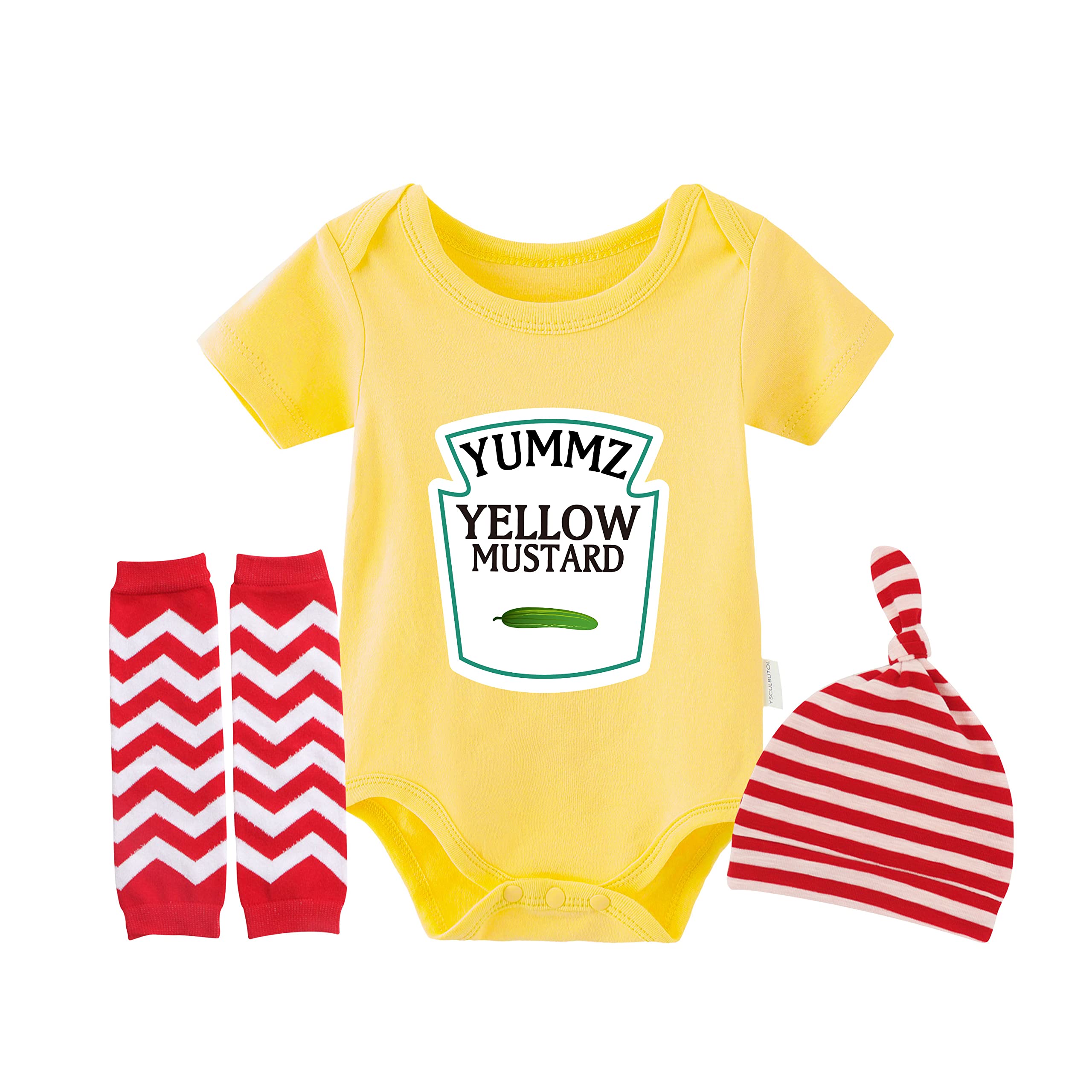 YSCULBUTOL Funny Ketchup & Mustard Baby Twins Bodysuit Set - Short Sleeve Outfits for Baby Girls | Perfect for Twin Photoshoots, Matching Sibling Outfits & Cute Family Moments