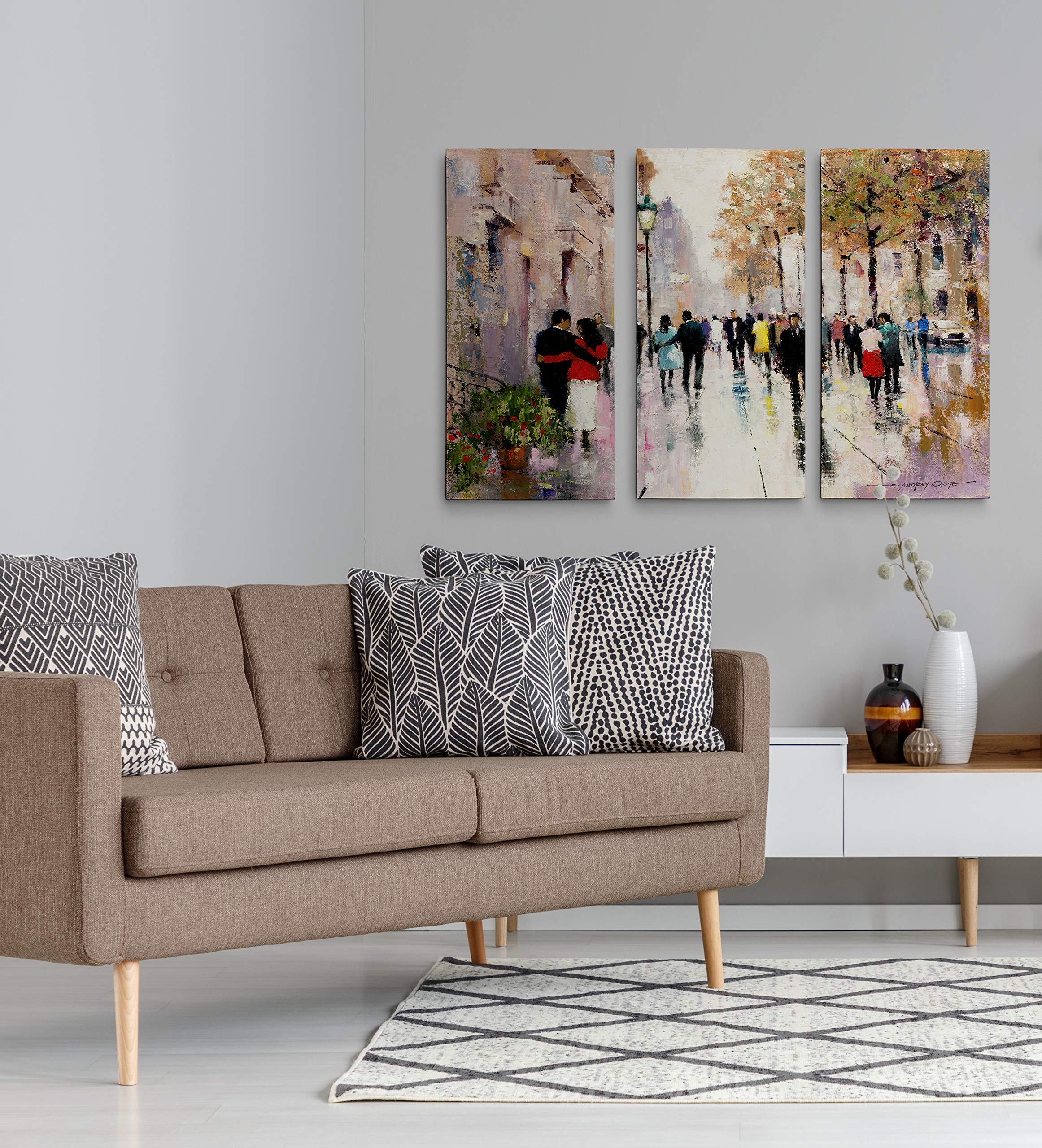 Wexford Home 3-Panel City Paris Afternoon II Canvas Wall Art - Modern Home & Office Decor for Living Room, Bedroom (32x48 Inches) - Perfect for Urban Style Interiors & Gift Giving
