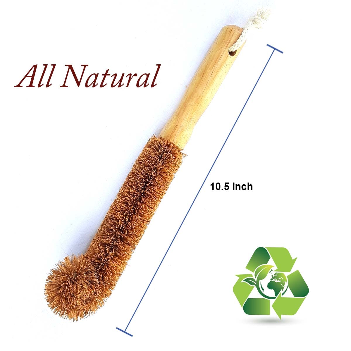 Natural Coconut Fiber Scrub Brush Set - Wooden Handle for Dish, Bottle & Veggie Cleaning - Pack of 2