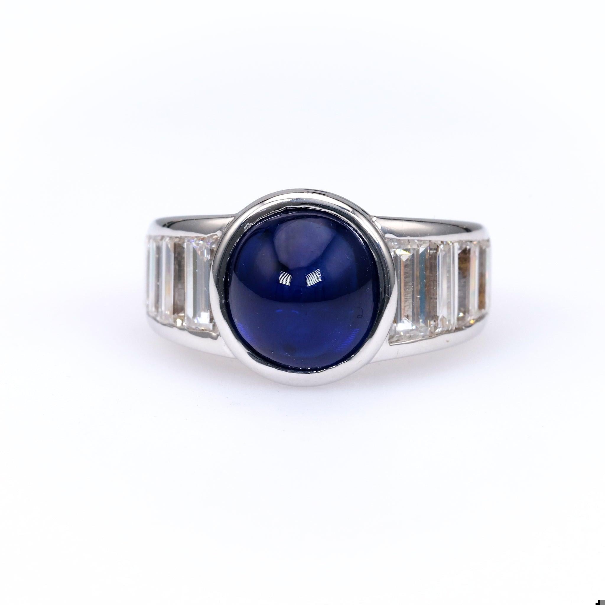 Vintage French 5.00 Carat GIA Certified Ceylon Sapphire & Diamond 18k White Gold Engagement Ring - Perfect for Weddings, Anniversaries & Special Occasions