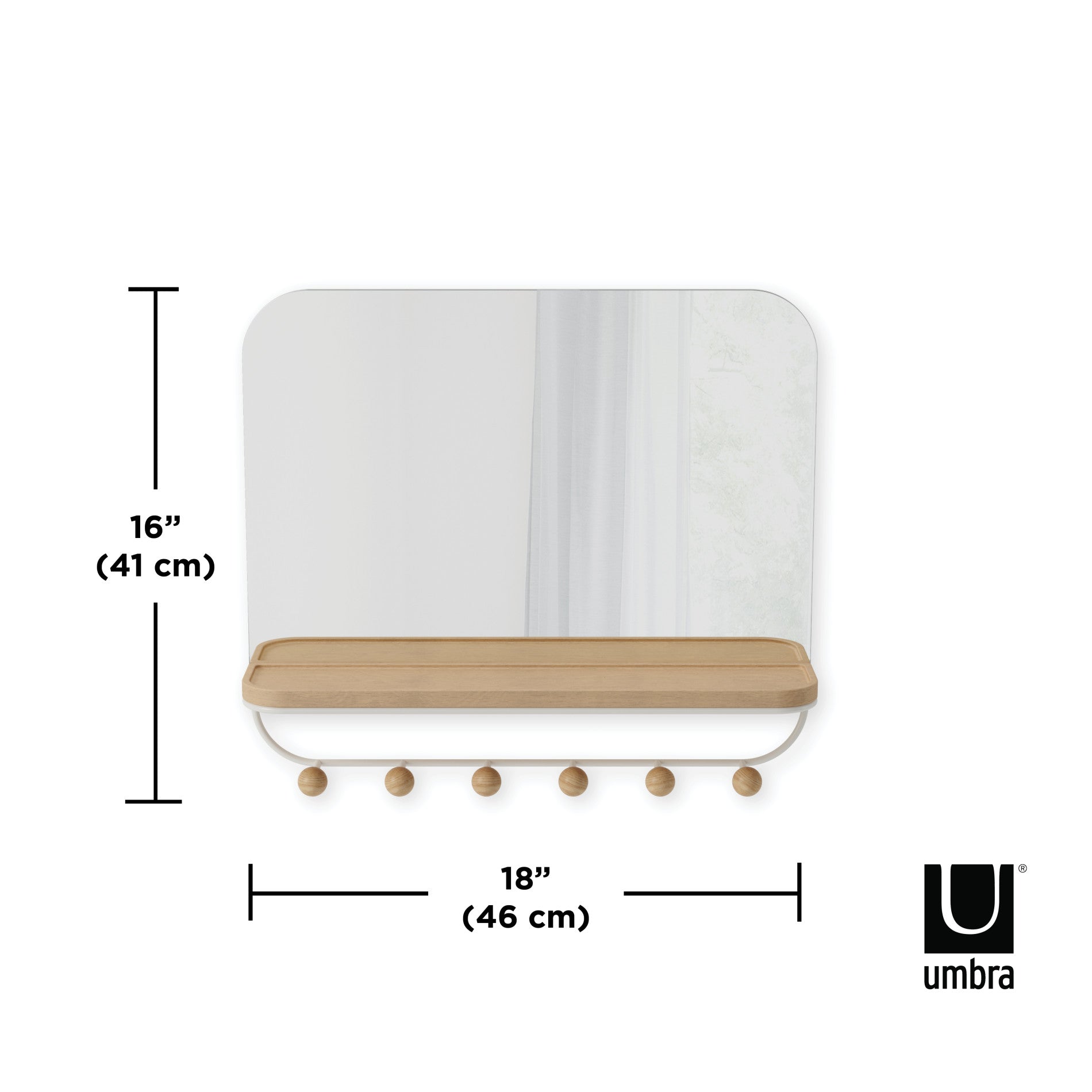 Stylish Wall Mirror with Hooks - Decorative Hanging Mirror for Bedroom, Bathroom & Entryway - Perfect for Home Decor and Organization