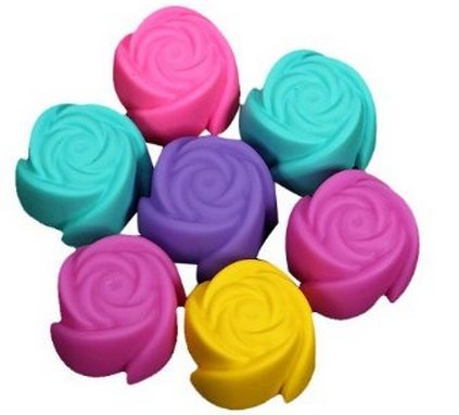 Premium Silicone Rose-Shaped Cupcake Mold Set (7-Piece) - Non-Stick Baking Molds for Cupcakes, Muffins, Chocolates, Candies, DIY Soap, Biscuits & Mooncakes - Perfect for Home Baking, Party Treats & Handmade Crafts