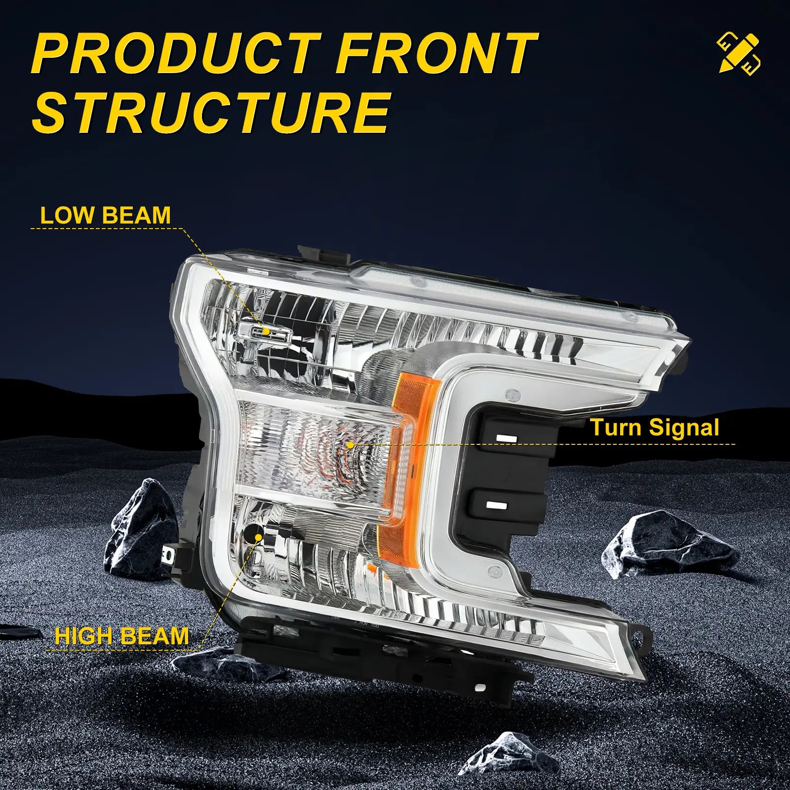 LOYO Headlight Assembly Replacement for 2018-2020 Ford F150 - OE Style Halogen Headlamps (Passenger & Driver Side) - Perfect for Night Driving & Off-Road Adventures