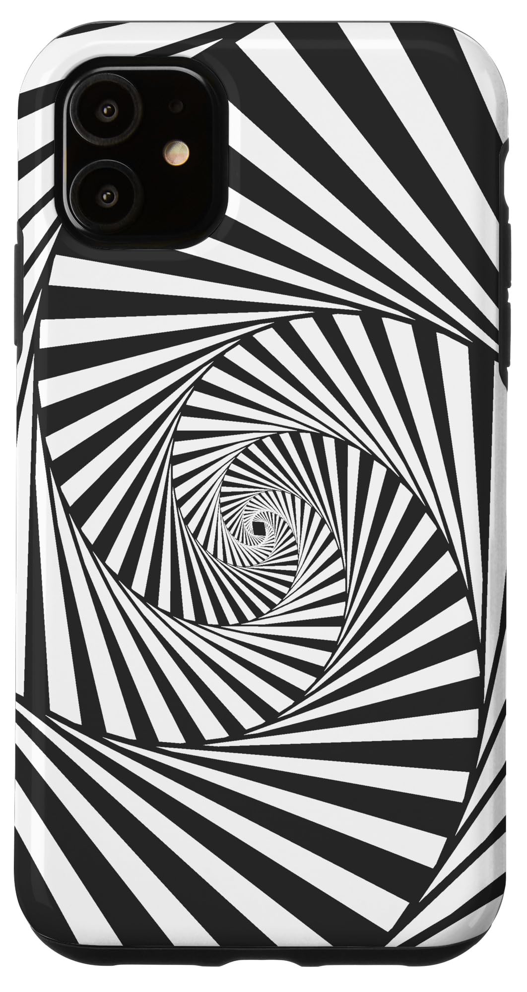 iPhone 11 Case - Optical Illusion Spiral Design in Black & White | Hypnotic Protective Cover for Daily Use, Travel & Photography
