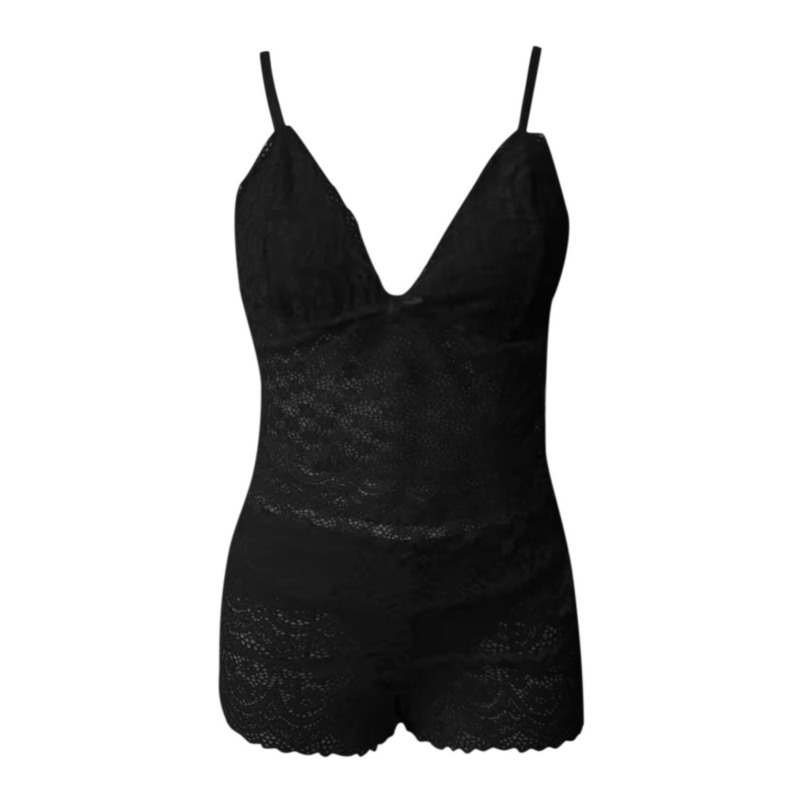 Oplxuo Women's Plus Size Lingerie Set - Sexy Lace Tank Top & Shorts 2-Piece Underwear, Floral Bodysuit Sleepwear for Date Night & Boudoir Photography