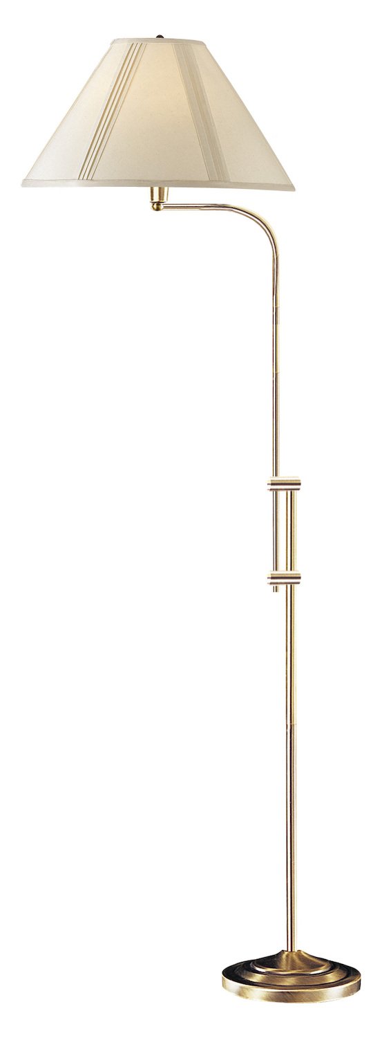 150 Watt Antique Brass 67.5 Inch Vintage Metal Pharmacy Floor Lamp with 3-Way Switch & Round Hardback Fabric Shade - Perfect for Living Room, Study, or Office Lighting