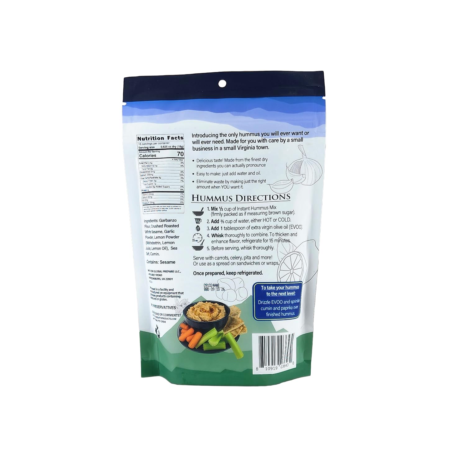 Instant Classic Hummus - Organic Dip for Snacks & Parties