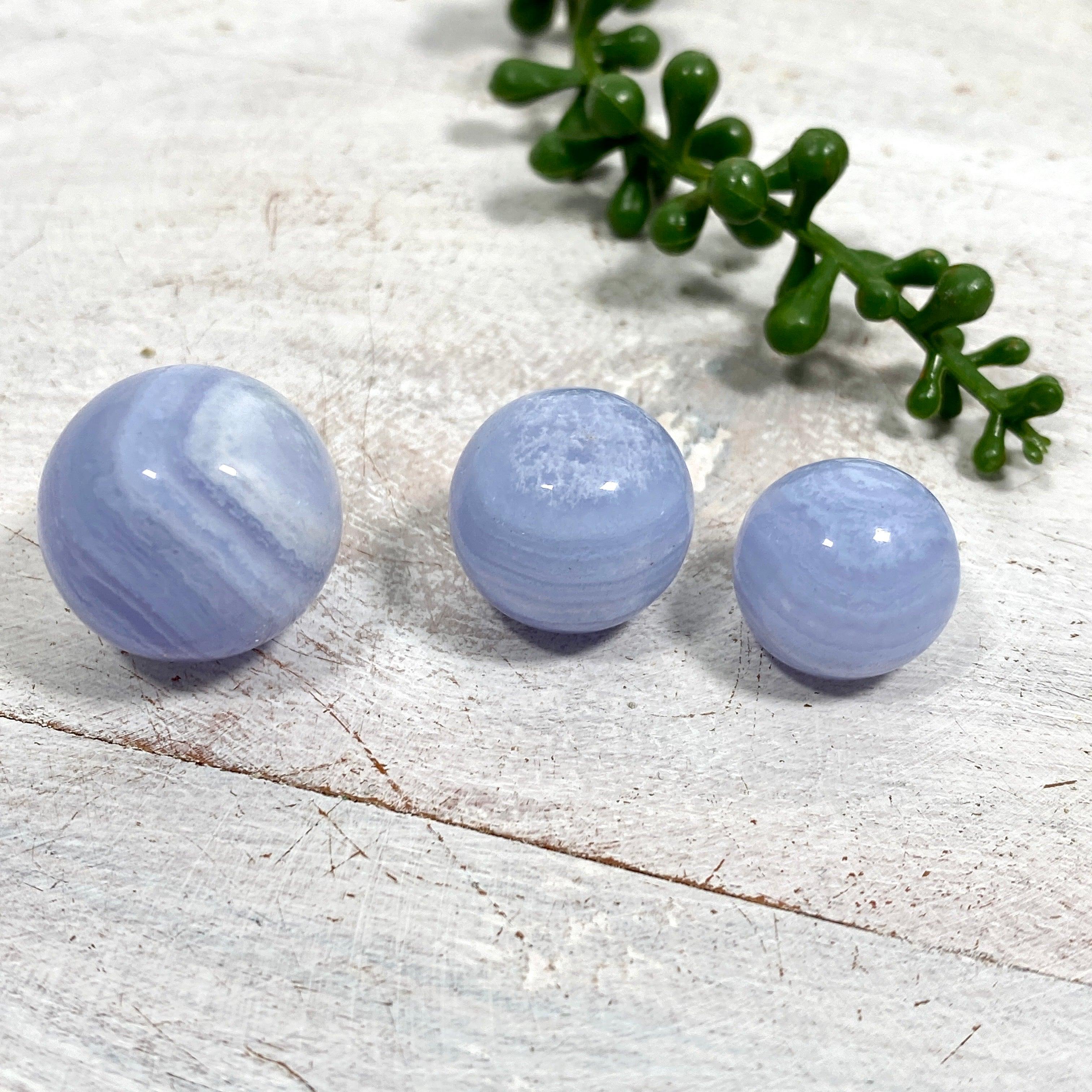 Blue Lace Agate Mini Spheres - Natural Healing Crystal Stones for Meditation, Jewelry Making & Home Decor (BLCE)