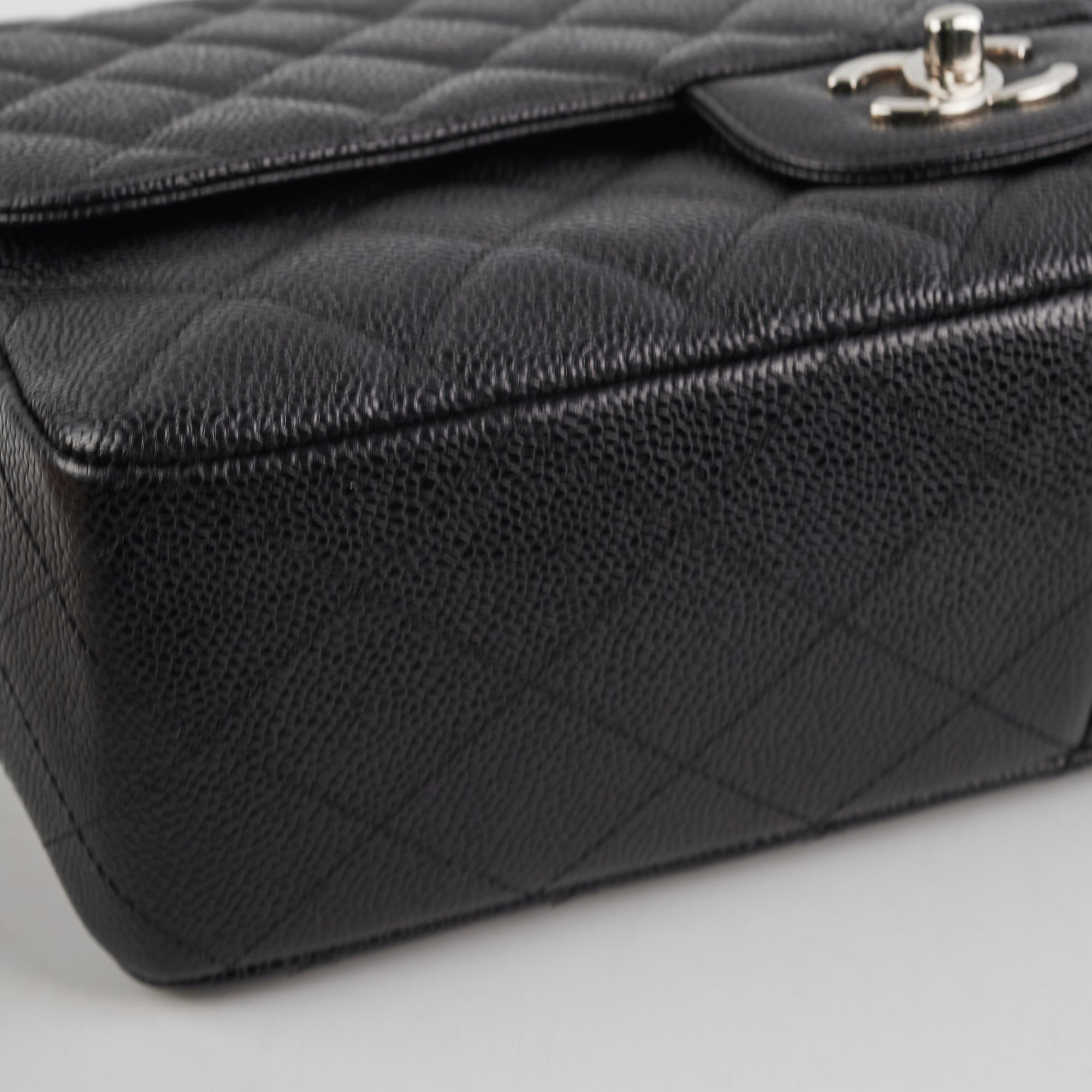 Chanel Single Flap Jumbo Caviar Black Leather Shoulder Bag - Luxury Designer Handbag for Women | Perfect for Work, Evening Events & Everyday Use