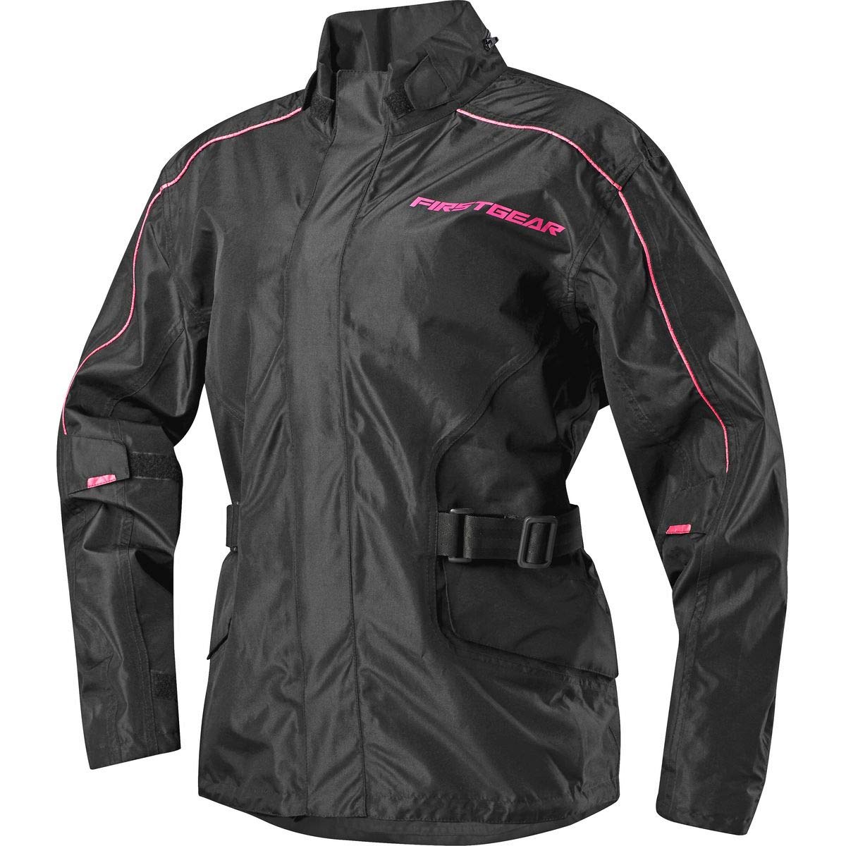 Firstgear Women's Triton Rain Jacket - Waterproof Windproof Motorcycle Jacket for Riding (Large, Black/Pink) - Perfect for Commuting, Touring & Outdoor Adventures