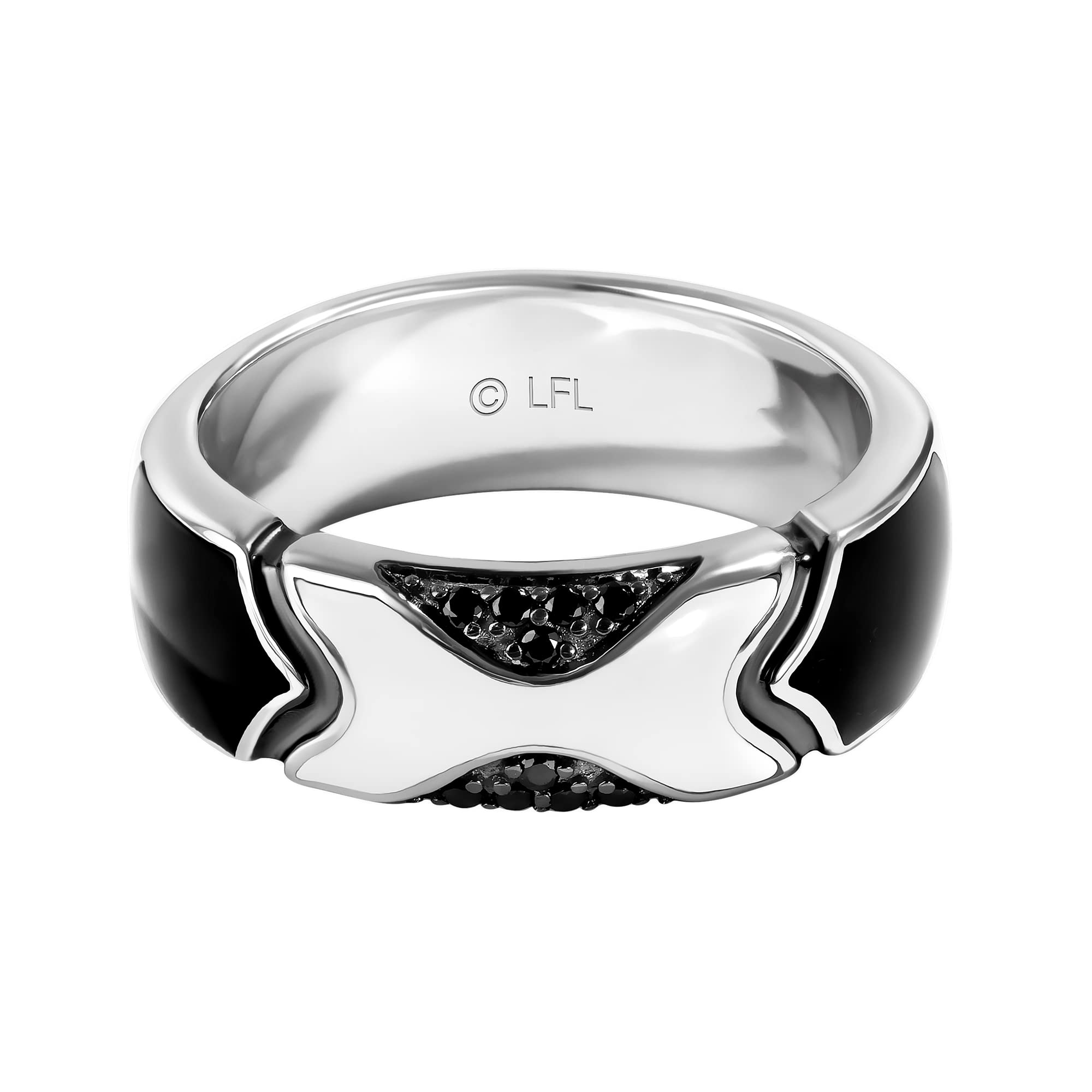 Star Wars™ Stormtrooper Ring for Women - Sterling Silver Band with Ceramic & Black Diamond Accents | Official Licensed Jewelry | Perfect Gift for Star Wars Fans & Collectors | Elegant Jewelry Box Included | Great for Cosplay, Themed Parties & Everyday Wear