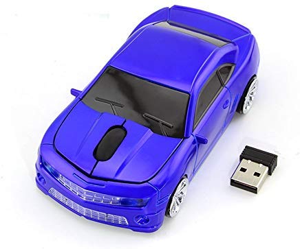 2.4Ghz Wireless Gaming Mouse - Sport Car Shape Optical Mouse with USB Receiver for PC & Laptop, 3 Buttons 1600DPI (Blue) | Perfect for Gaming, Office Work & Home Use