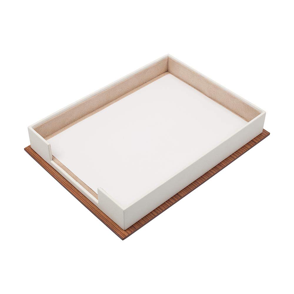 Premium 11-Piece Leather & Wood Desk Organizer Set with Single Tray - Luxury Office Stationery for Professionals & Home Office (White) - Perfect for Executive Desks, Workstations & Gift Giving