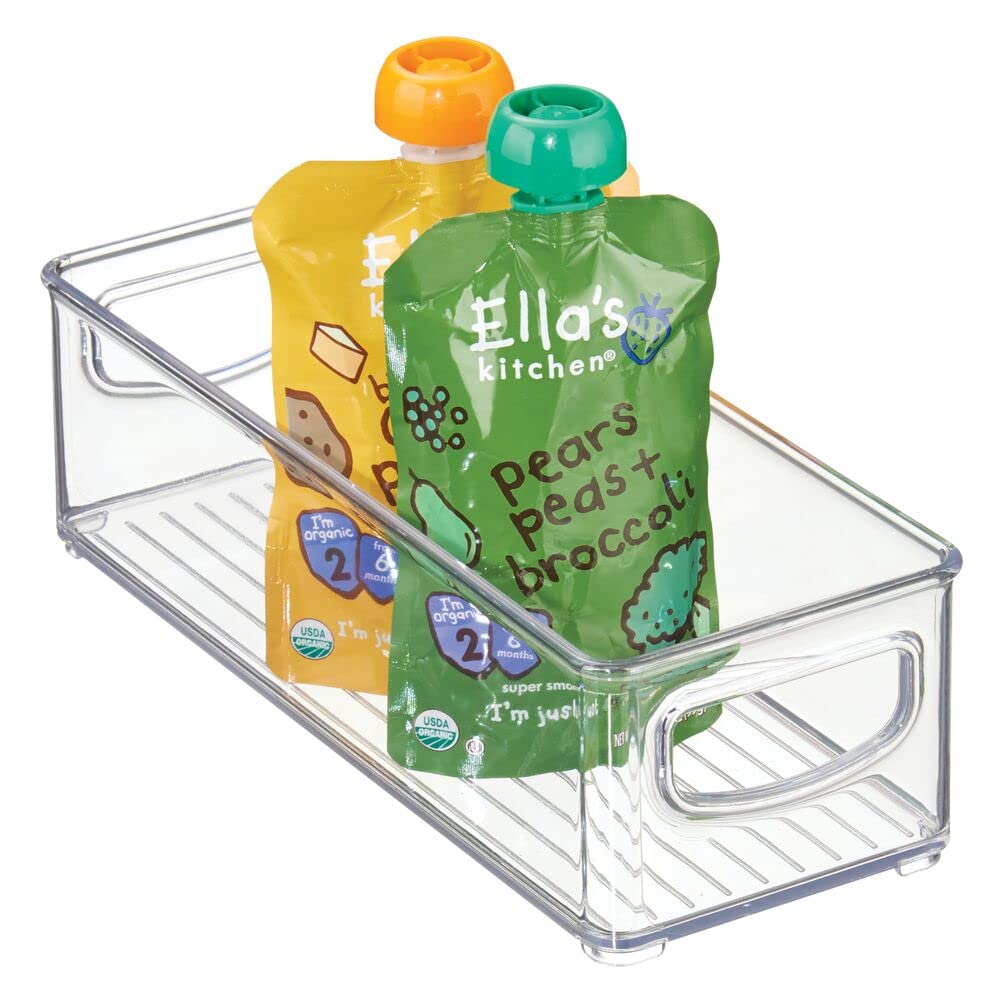 mDesign Small Plastic Nursery Storage Bins with Handles - Clear Organizer for Baby Food, Bibs & Formula | Cabinet, Closet & Shelf Organization | Perfect for Nursery, Daycare & Home Storage (Ligne Collection)