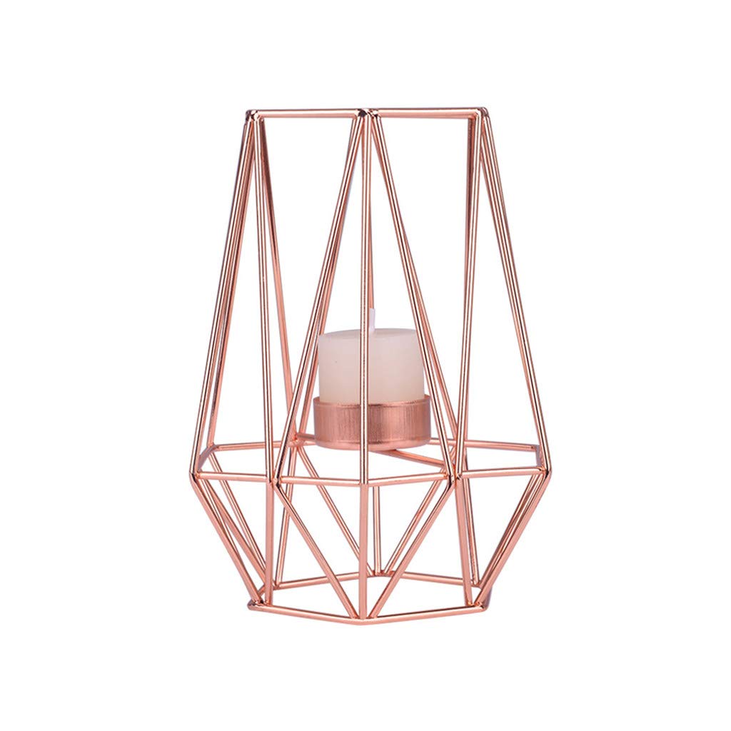 Modern Geometric Wrought Iron Pillar Candle Holder - Nordic Style Centerpiece for Home Decor, Wedding, Dining Table & Romantic Ambiance