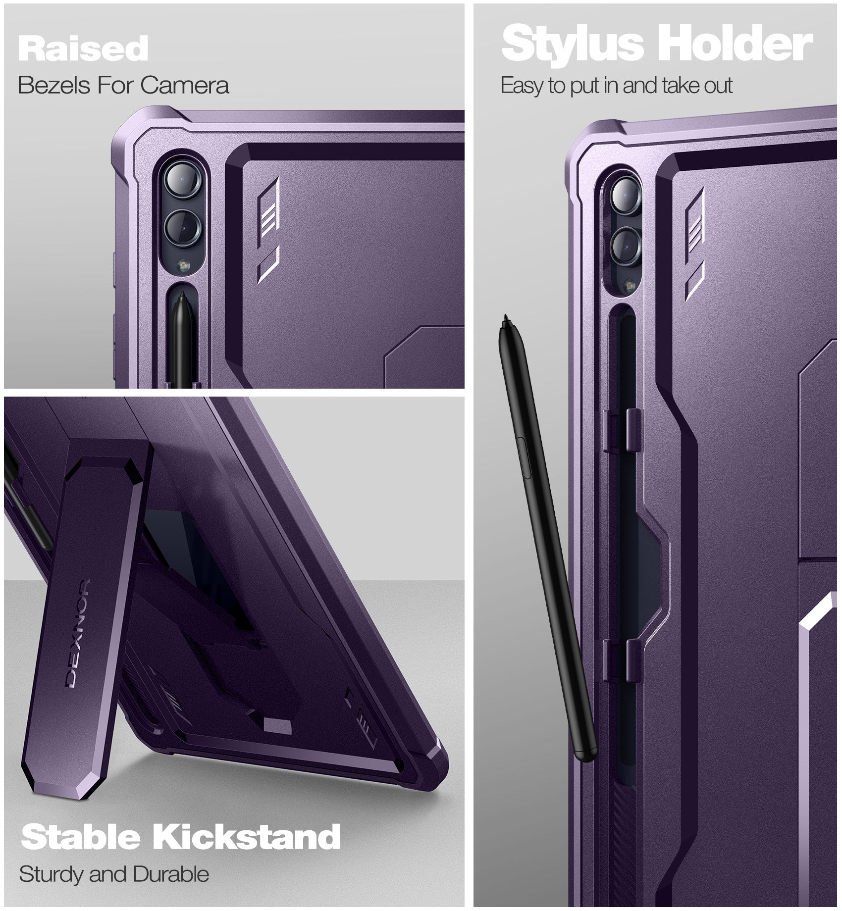 Dexnor Heavy Duty Shockproof Rugged Case for Samsung Galaxy Tab S9 Ultra with Screen Protector, Full Body Bumper, Kickstand & S Pen Holder - Perfect for Work, Travel and Outdoor Use