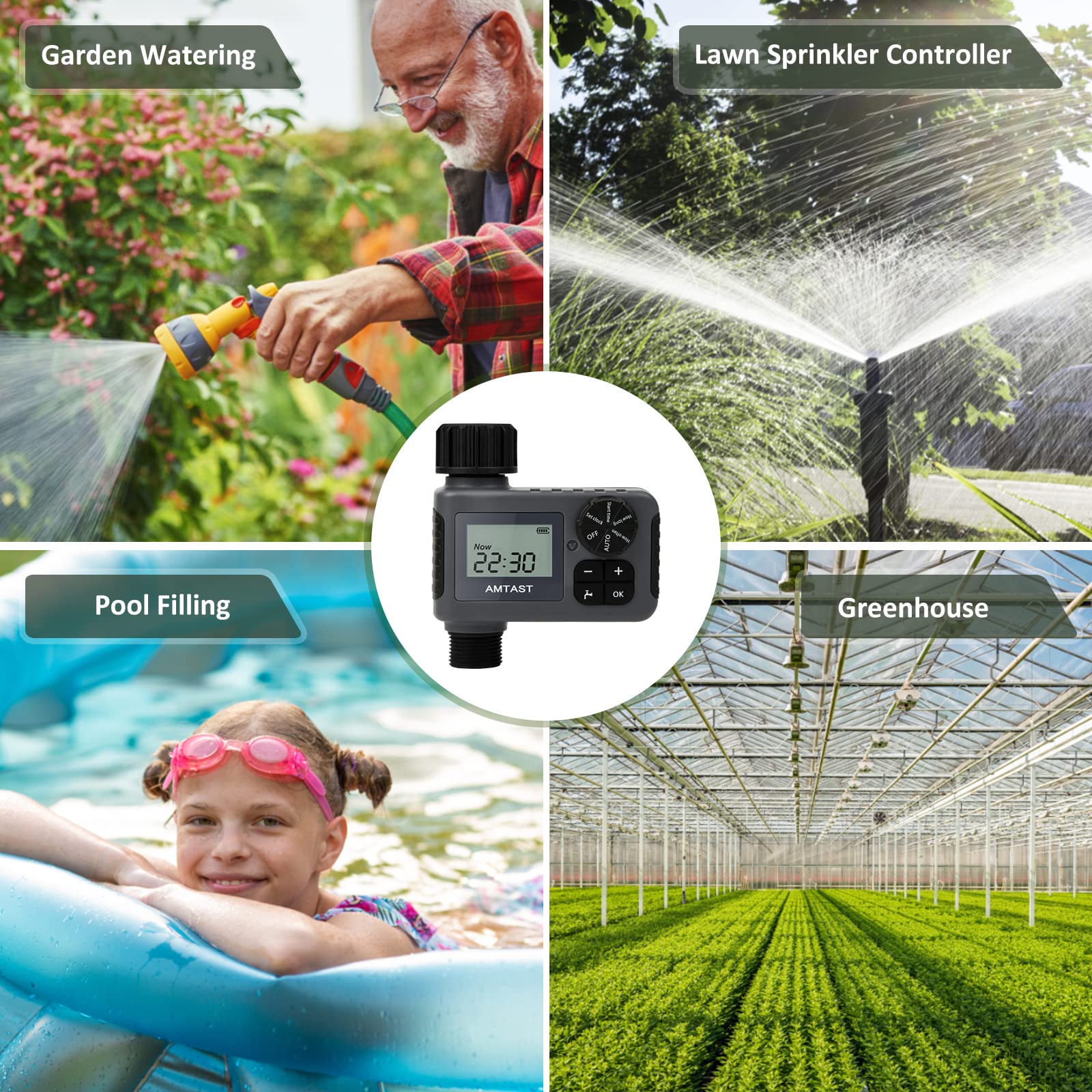 Programmable Garden Hose Timer with Rain Delay, Manual & Automatic Modes - 1 Outlet Black Sprinkler Timer for Drip Irrigation, Lawns, Yards, Crops & Pool Watering System | Perfect for Home Gardening & Outdoor Water Conservation