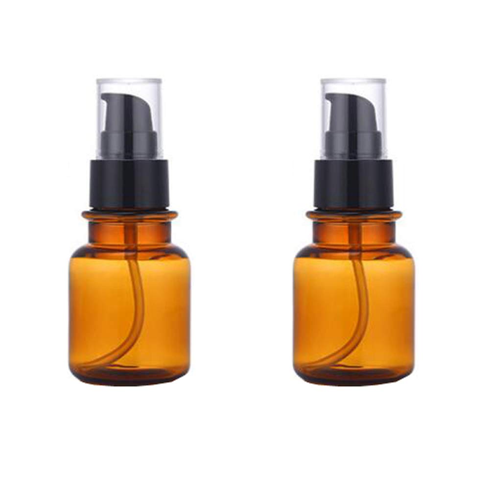 2PCS 80ML/2.7OZ Amber Plastic Empty Pump Bottles - Refillable Cosmetic Containers for Makeup Remover Oil, Facial Care, Emulsion & Body Wash | Travel-Friendly, Reusable Storage for Skincare Samples & Beauty Essentials