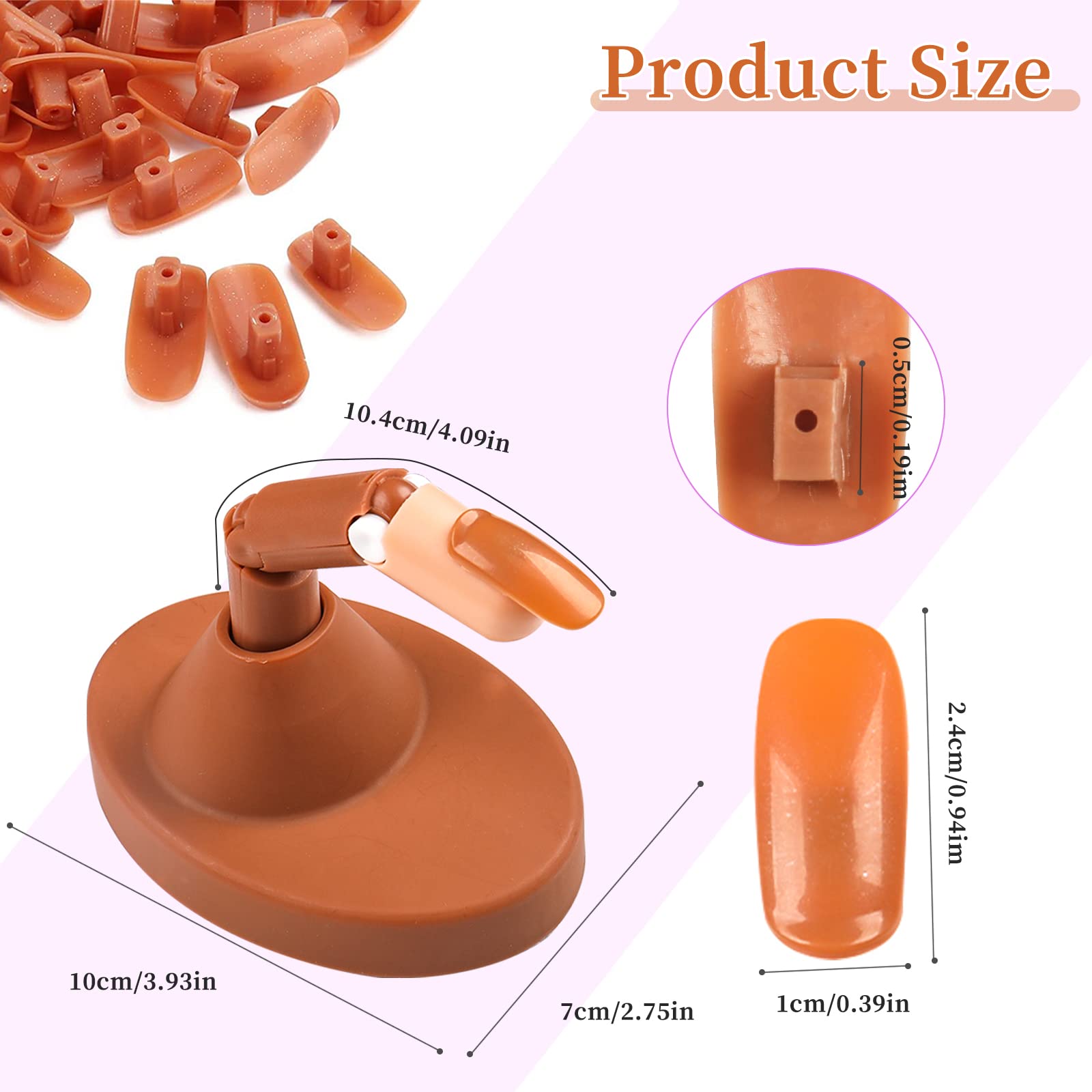 BQAN 4Pcs Adjustable Fake Fingers for Acrylic Nail Practice - Nail Training Hand with 100 Refill Tips & 2 Finger Bases - Perfect for Nail Tech Students & Salon Professionals (Home Practice, Manicure Training, Nail Art Design)