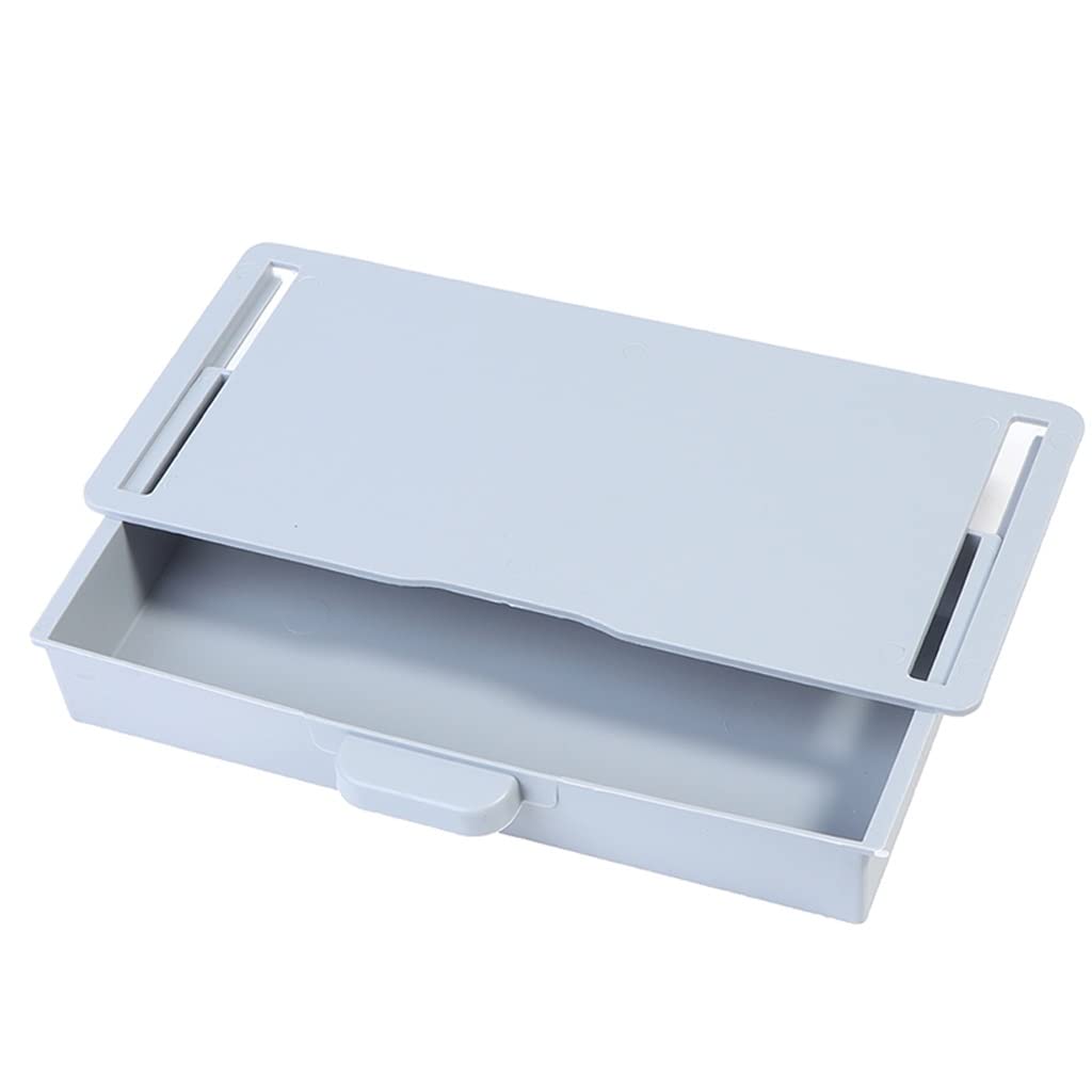 Self-Adhesive Under Desk Drawer Organizer - Hidden Storage Box for Makeup, School Supplies & Office Accessories | Gray Color | Perfect for Home Office, Dorm Room & Workspace Organization