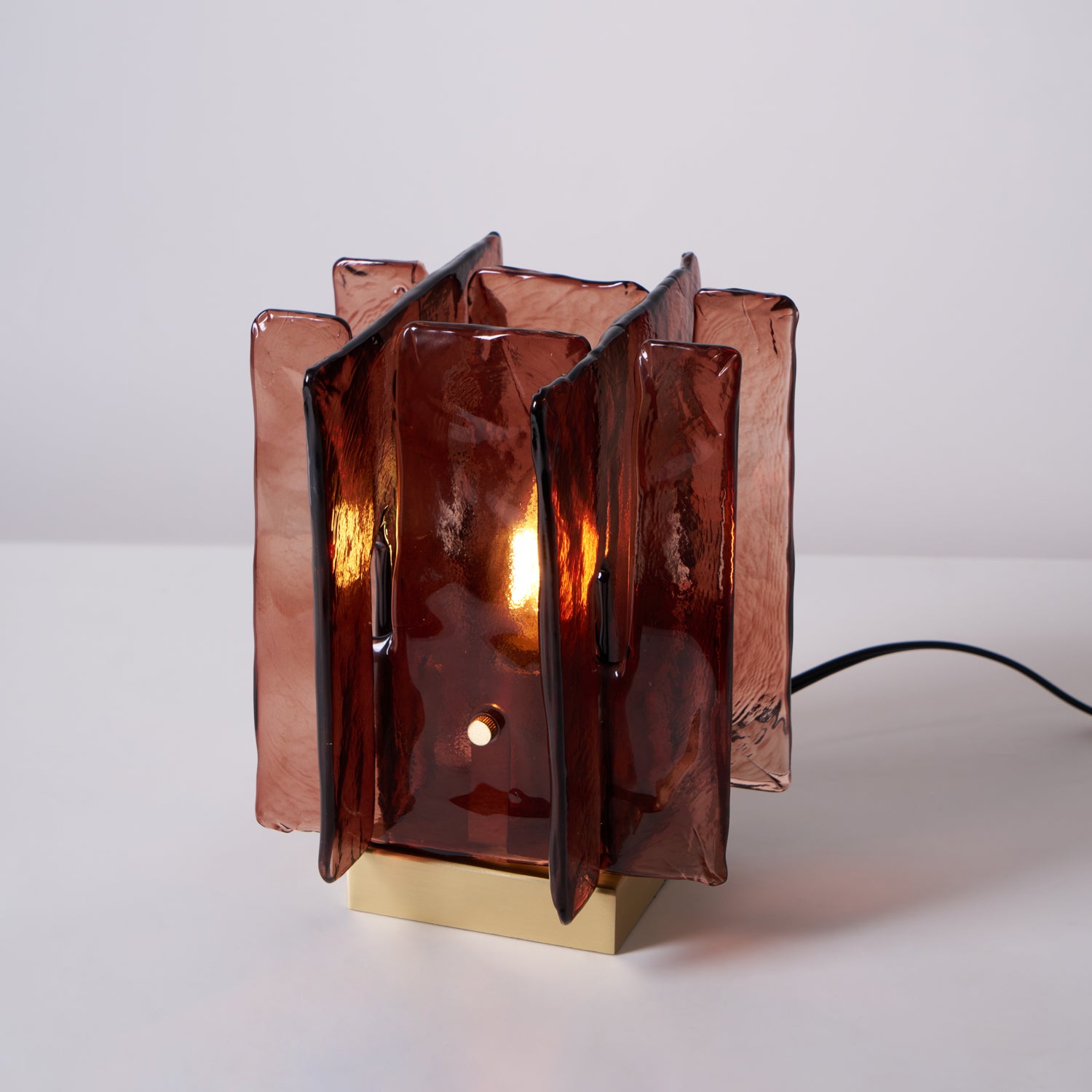 Amber LED Table Lamp with Wooden Base - Modern Nightstand Light for Bedroom, Living Room, Office | Warm Glow & Dimmable for Cozy Ambience