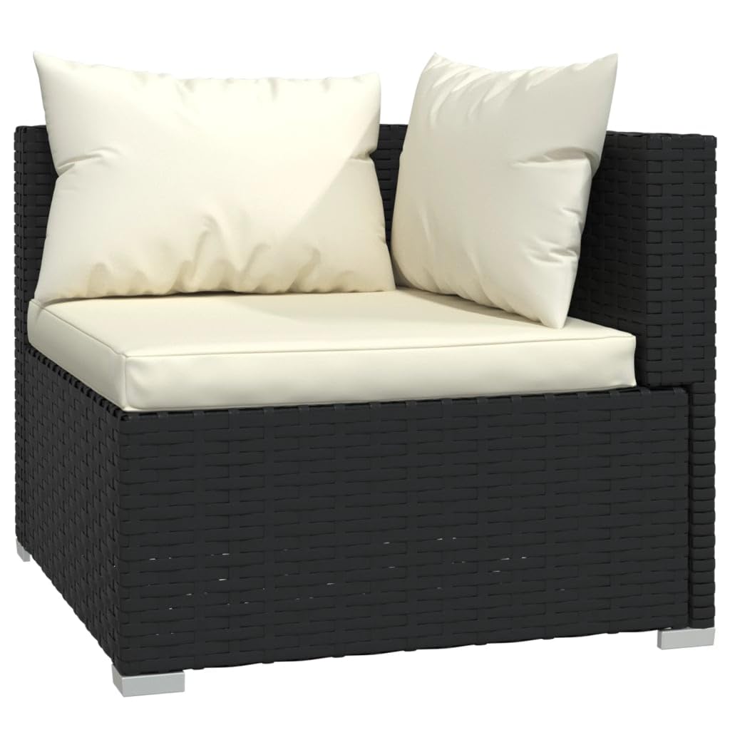 vidaXL 8-Piece Patio Lounge Set with Cushions - Black Poly Rattan Outdoor Furniture for Garden, Lawn, Yard, Terrace & Balcony | Perfect for Relaxing, Entertaining & Outdoor Gatherings
