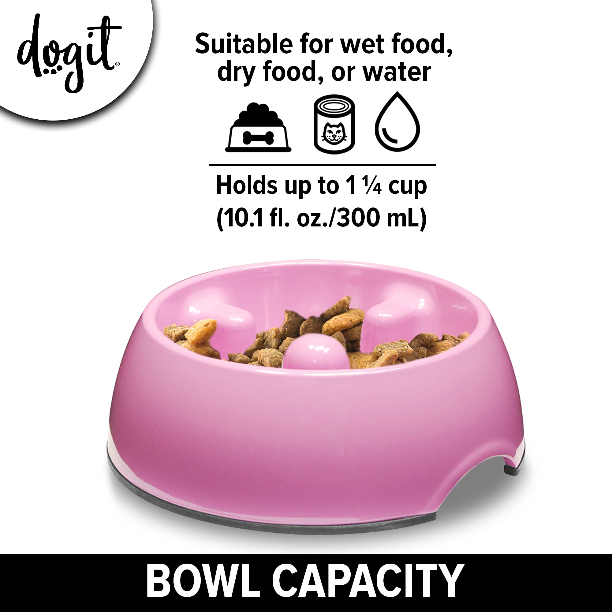 Slow Feeder Dog Bowl for Small Dogs - Anti-Gulping Pet Dish for Wet & Dry Food - Pink Dog Bowl for Fast Eaters - Perfect for Mealtime & Portion Control