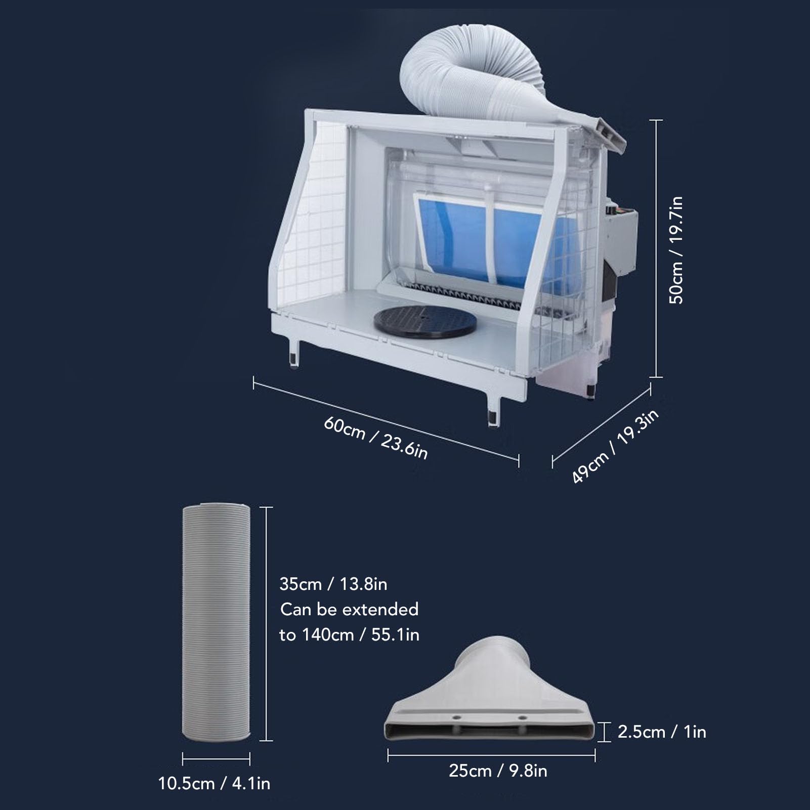 Portable Airbrush Spray Booth with LED Lights & Waterfall Air Exhaust System - Professional Paint Spraying Box for Model Art, Craft & Hobby Projects - US Plug (Ideal for Home Studios, DIY Crafts & Professional Artwork)