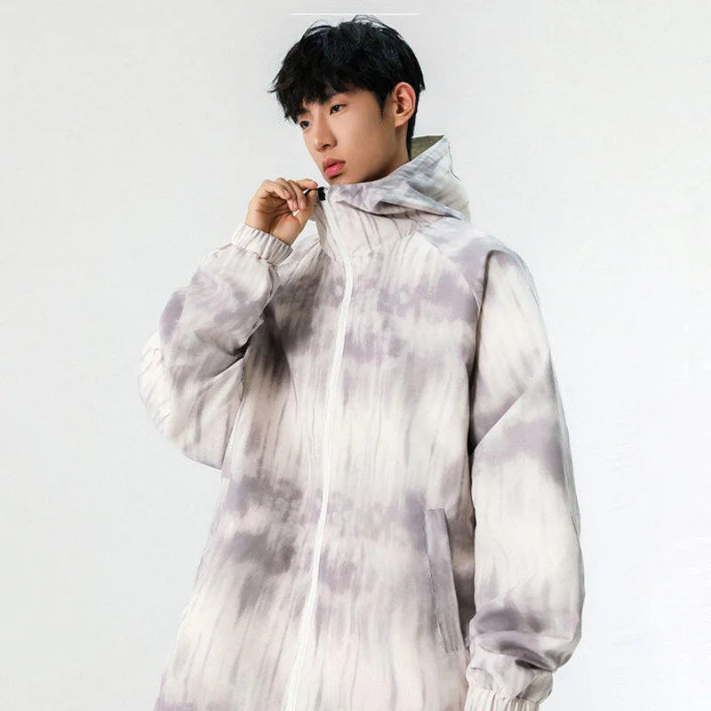 Men's Reversible Hooded Jacket - American Style Streetwear Coat with Drawstring, Solid Color Spring Outerwear for Casual Wear | Perfect for Urban Outings & Outdoor Activities