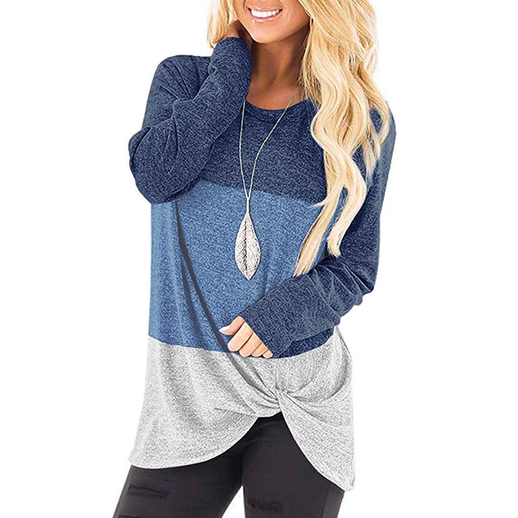FABIURT Women's Long Sleeve T-Shirt - Round Neck Twist Knot Casual Blouse Top | Fashion Tunic Sweatshirt for Everyday Wear, Office & Date Night Outfits