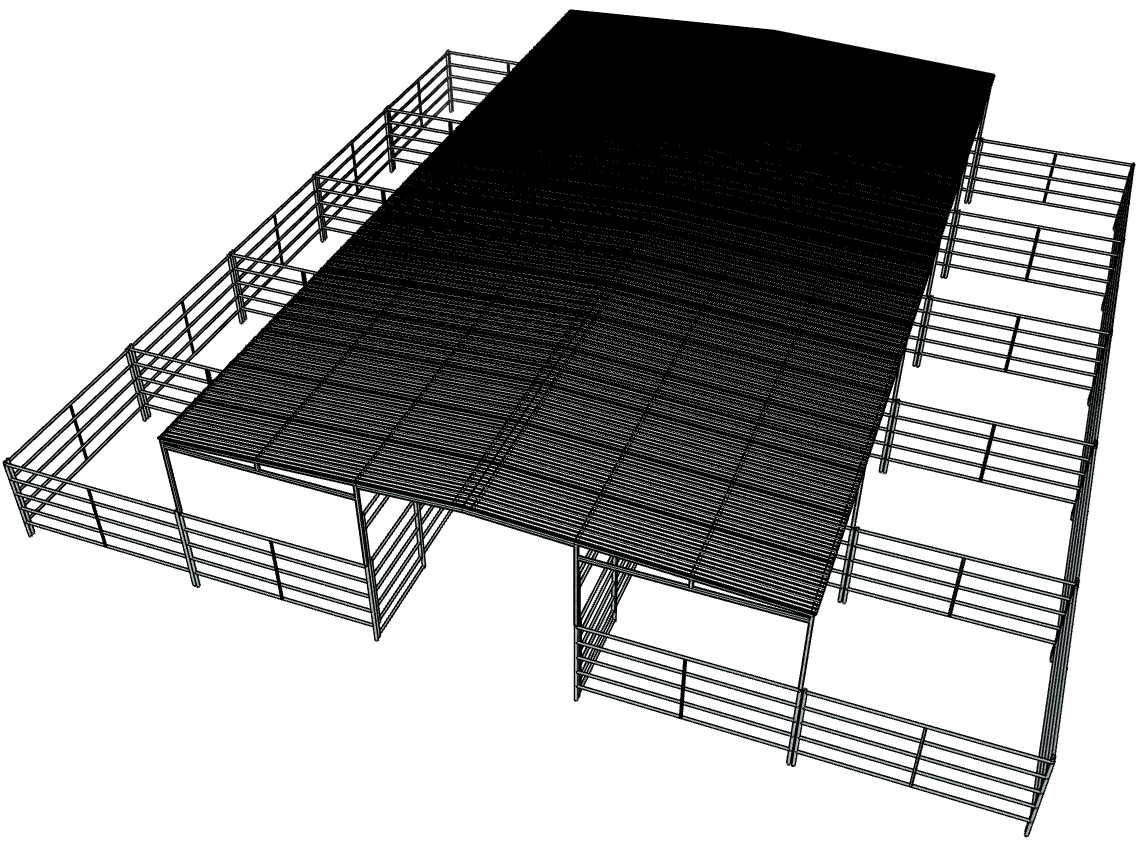 50 Ft x 50 Ft 5-Rail 10-Stall Horse Barn Kit with 30 Ft x 50 Ft Gable Roof - Durable Stable for Horses, Livestock Shelter & Farm Storage - Perfect for Equestrian Facilities, Ranches & Agricultural Use