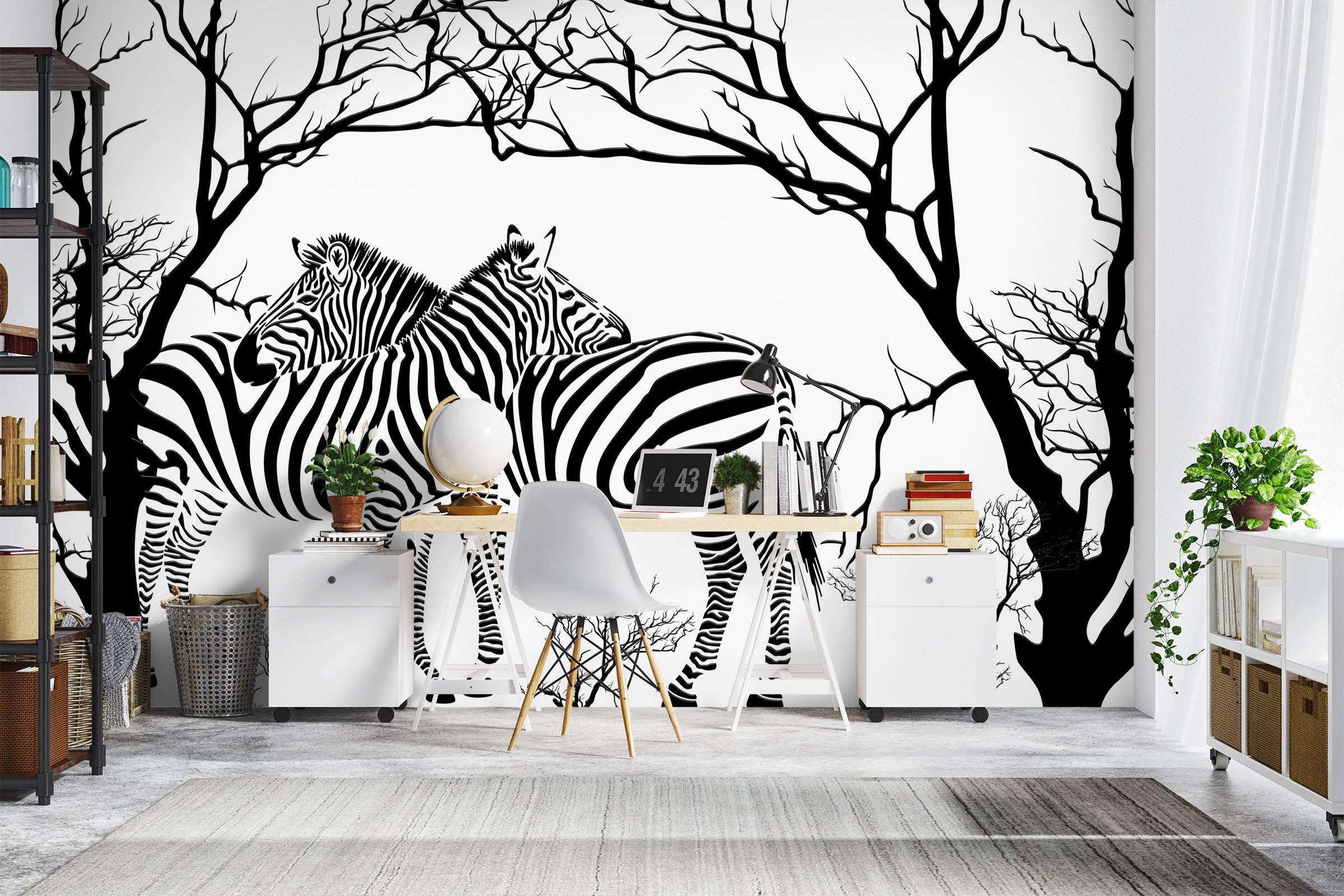 3D Zebra Wallpaper Mural - Self-Adhesive Decorative Wall Paper Print (82