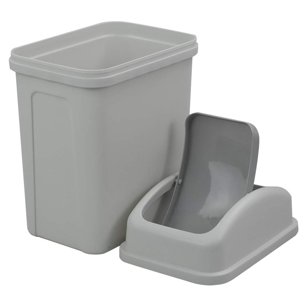 Minekkyes 3 Gallon Plastic Garbage Can with Lid - Small Kitchen Trash Bin for Bathroom, Office, or Dorm Room - 1 Pack (Grey) - Odor Control & Space Saving Design